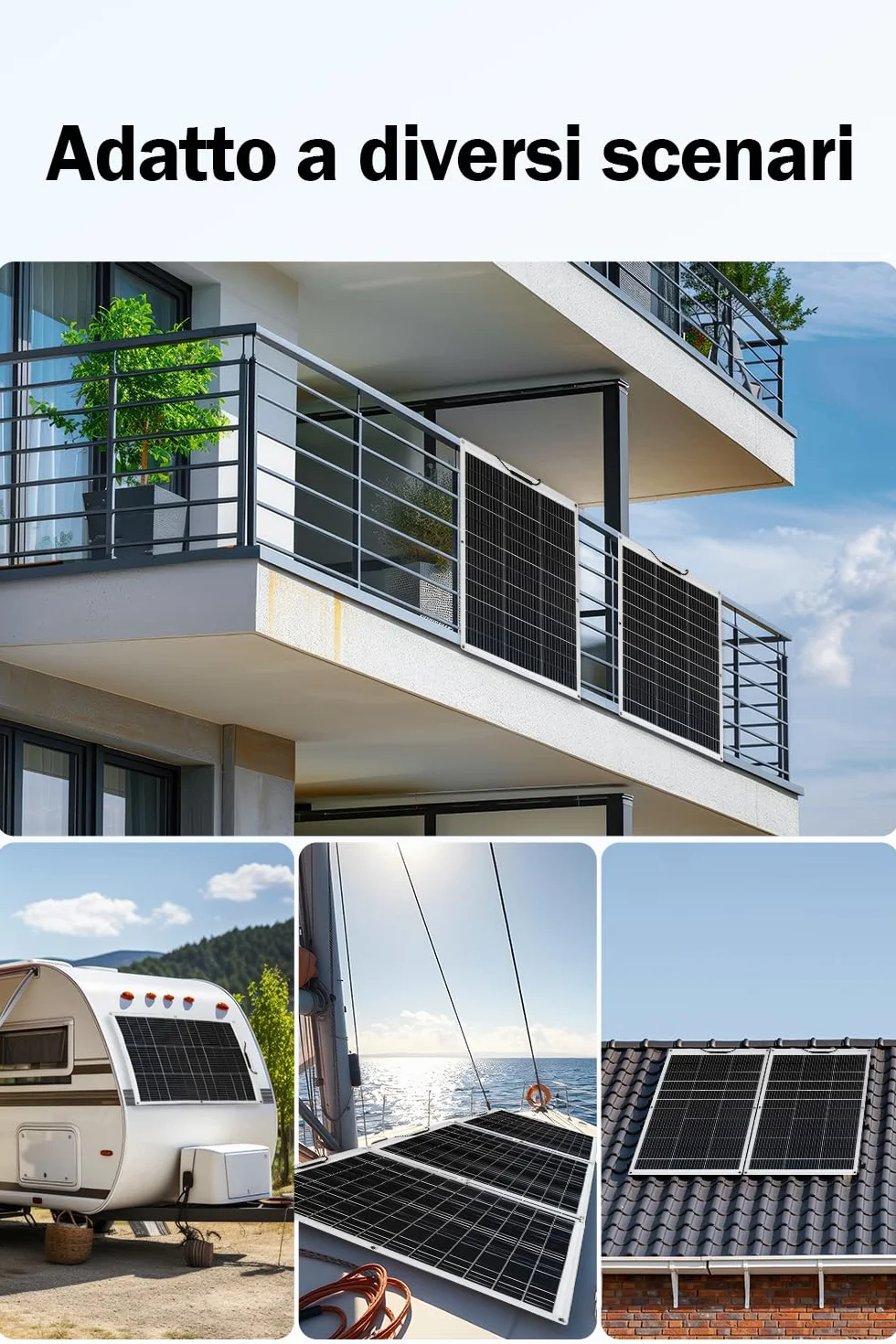 ECO-WORTHY Pannello Solare Flessibile Monocristallino da 130 W 12 V, Pannello Solare con Cavo di Ricarica per Camper, Auto, Barca, Batterie da 12 Volt