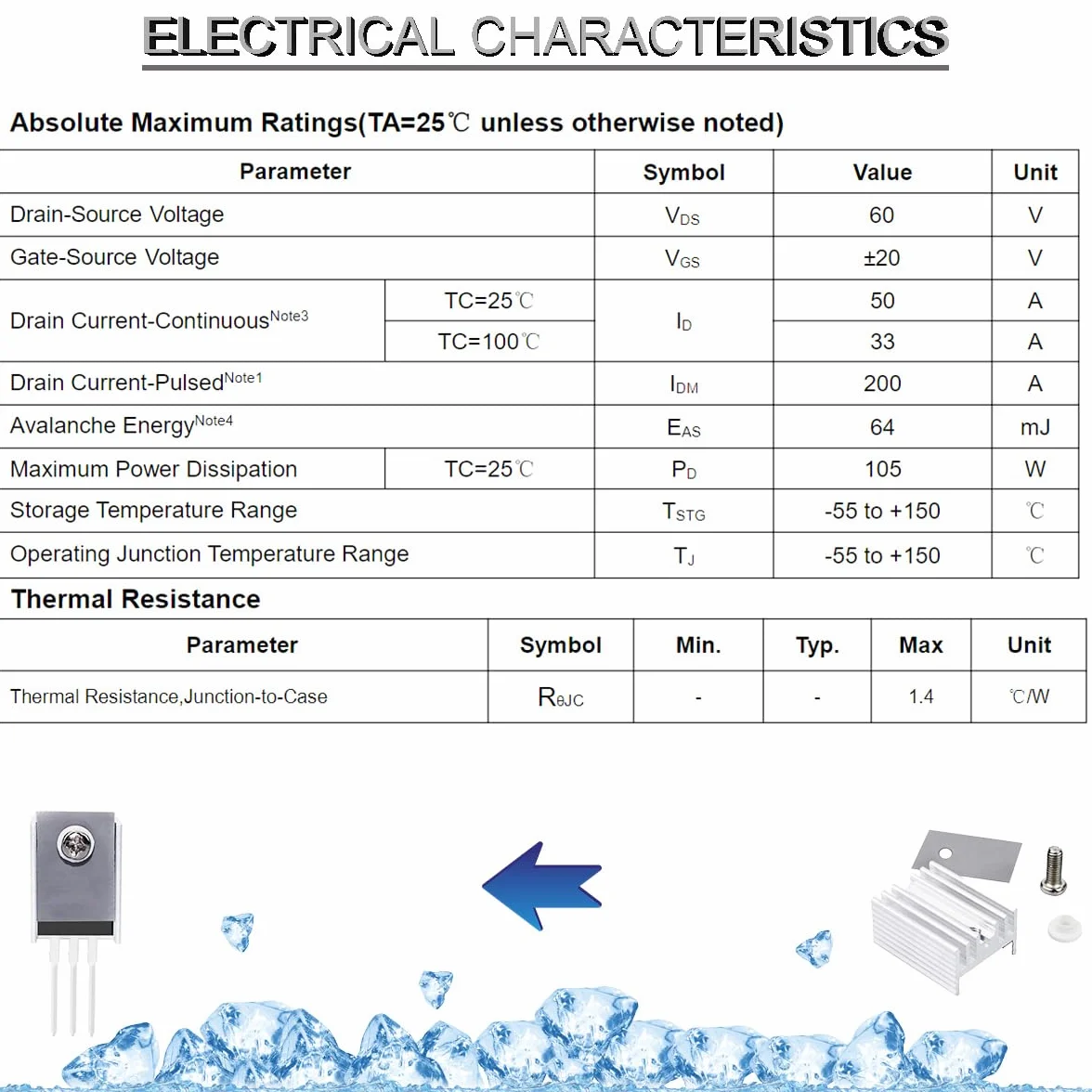 IRLZ44N Transistor Mosfet N-Channel TO-220AB 30A 55V 3Pin