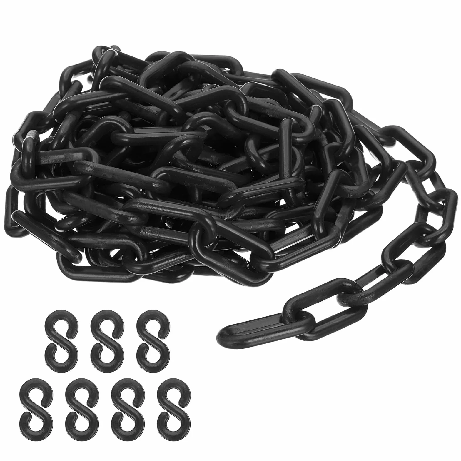 PATIKIL Catena in Plastica Nera, 16 ft 8mm Catena di Sicurezza per Controllo della Folla, riga di Attesa, Parcheggio, Recinzione, Cancello, Concerto, Cantiere e Decorazione