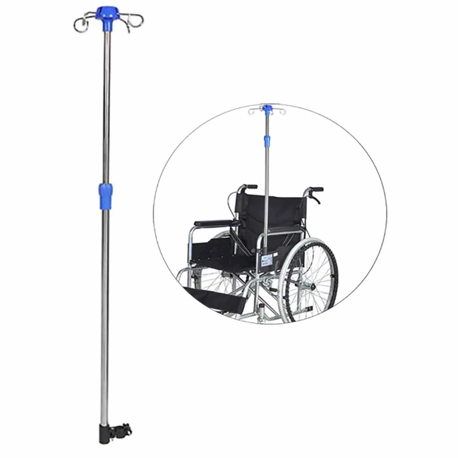 IV Asta Portaflebo Retrattile, Supporto per flebo per Sedia a rotelle, Asta per flebo con Acciaio Inossidabile, espositore per espositore Regolabile in Altezza