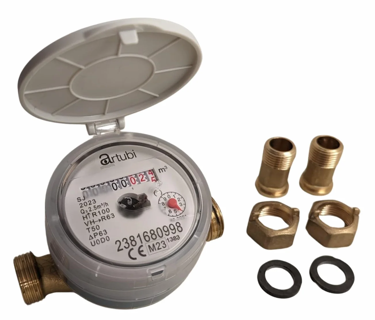 CONTATORE ACQUA FREDDA DN15 (1/2") OTTONE CERTIFICATO ACQUA POTABILE DM174/2004 MID 110mm