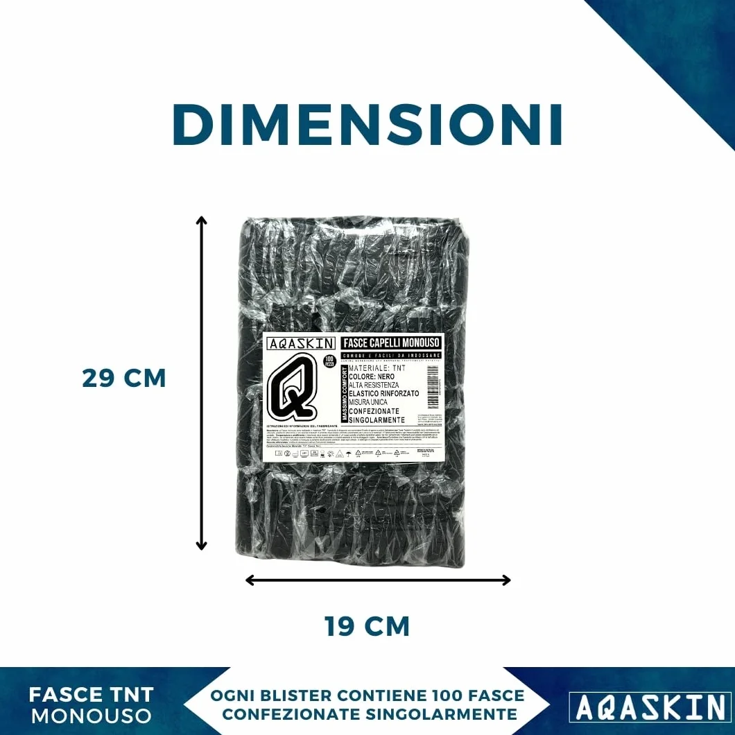 Fasce Elastiche Capelli Monouso TNT 1000 pz Nero