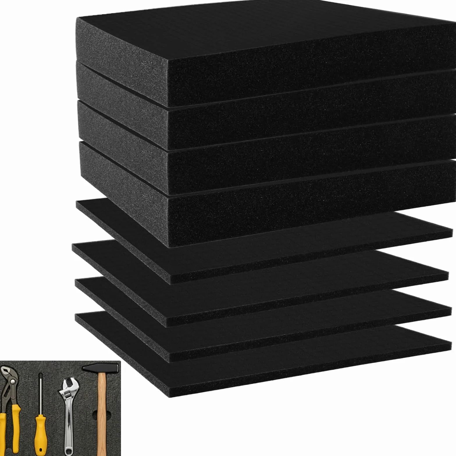 SHUESS 400 x 300 x 50/10 mm Schiuma a Cubo Inserto per Attrezzi Valigetta Fotocamera