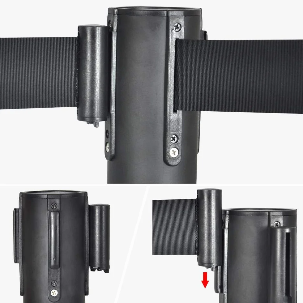 Yaheetech 2 Paletti Delimitazione Spazi Colonnine Segnapercorso con Nastri Retrattili 2 Metri Altezza 92 cm Transenne Eliminacode Separacode Neri