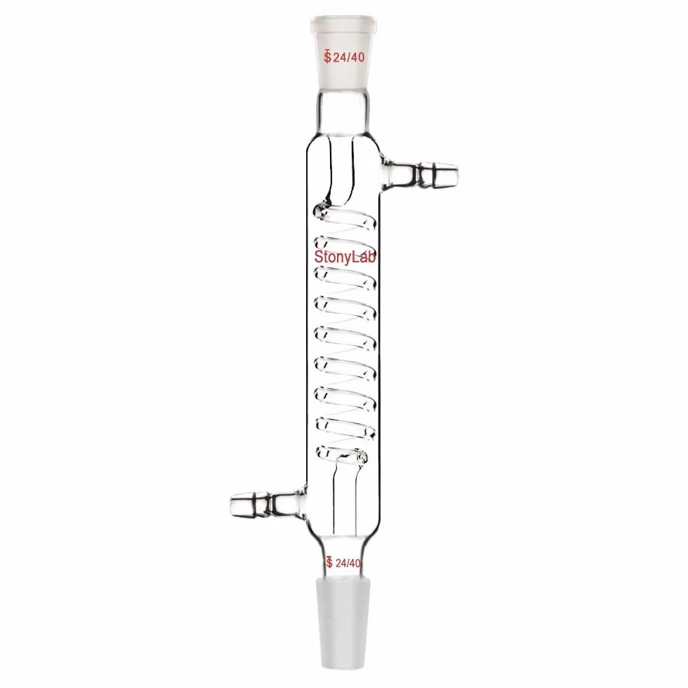StonyLab Condensatore Graham in Vetro Borosilicato Graham Condenser con Giacca 24/40 Joint 200mm Lunghezza Del Bicchiere da Laboratorio Condensatore