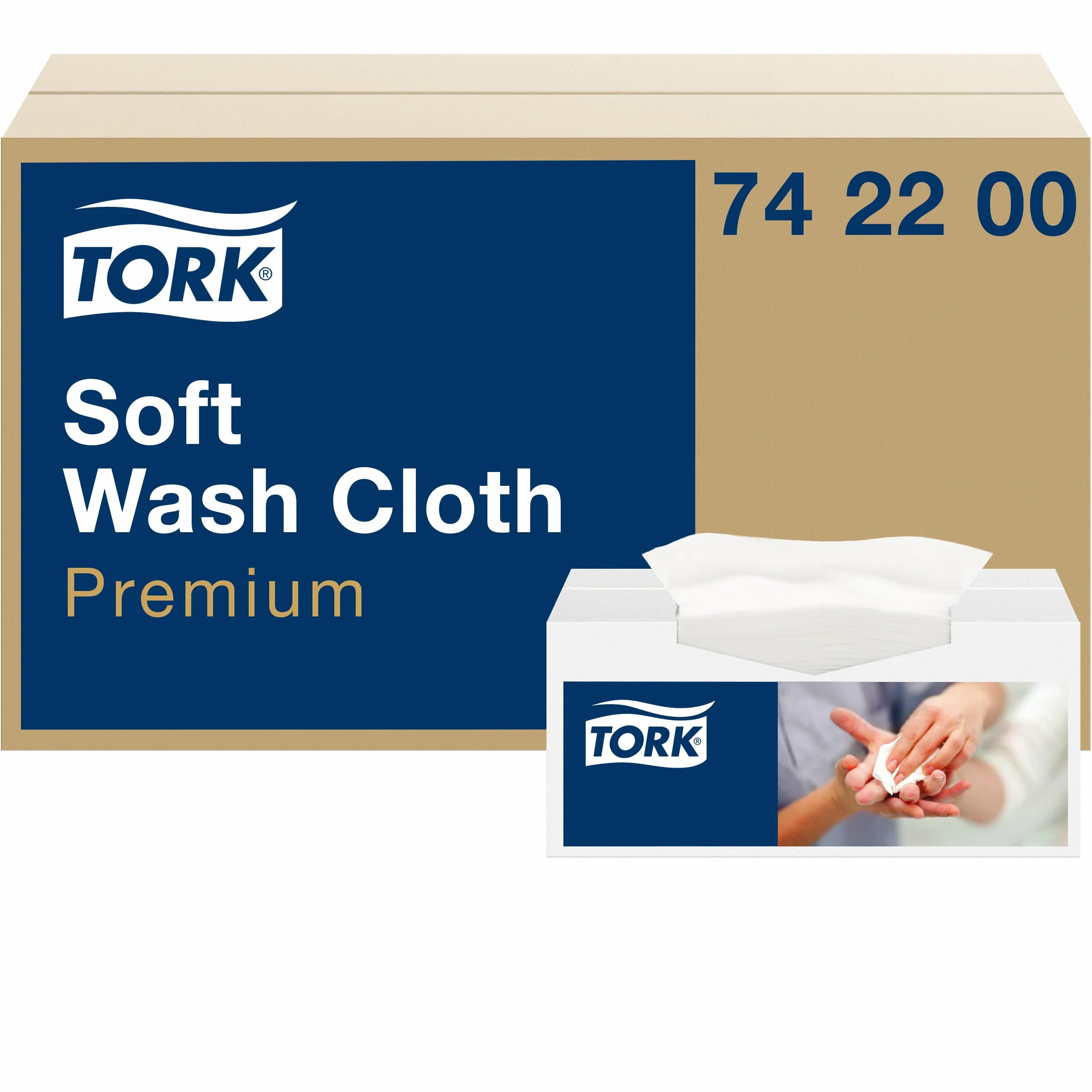 Tork 742200 Panno per lavaggio pazienti monouso Premium, 1 velo, goffrato, 30x32 cm, 135 pezzi