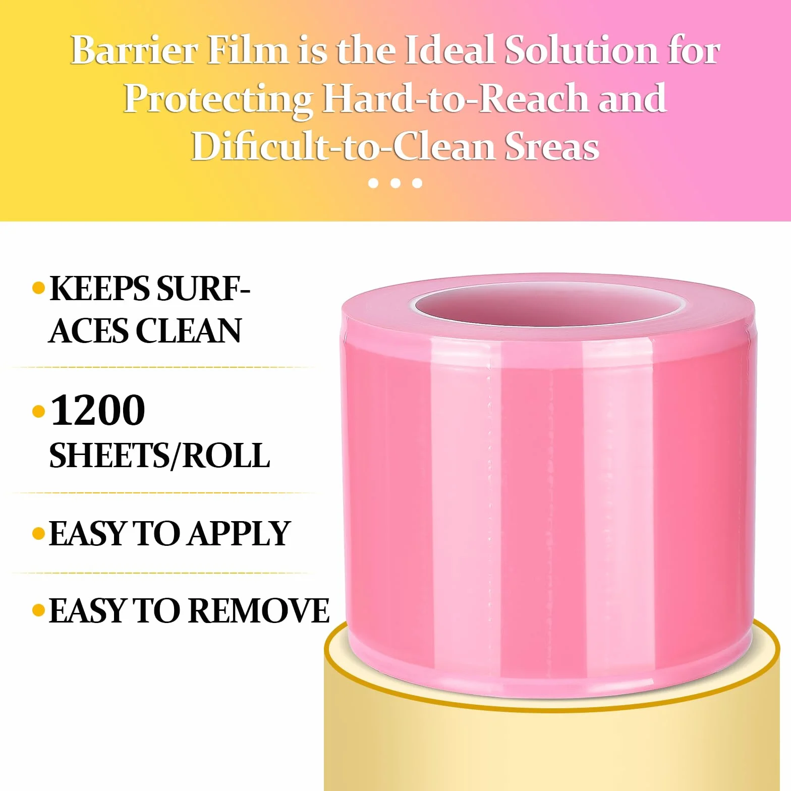 1200pcs Barrier Film Roll Disposable Tattoo Barrier Film Dental Barrier Film Perforated Adhesive Barrier Tape Sheets Tattoo Supplies (Pink)