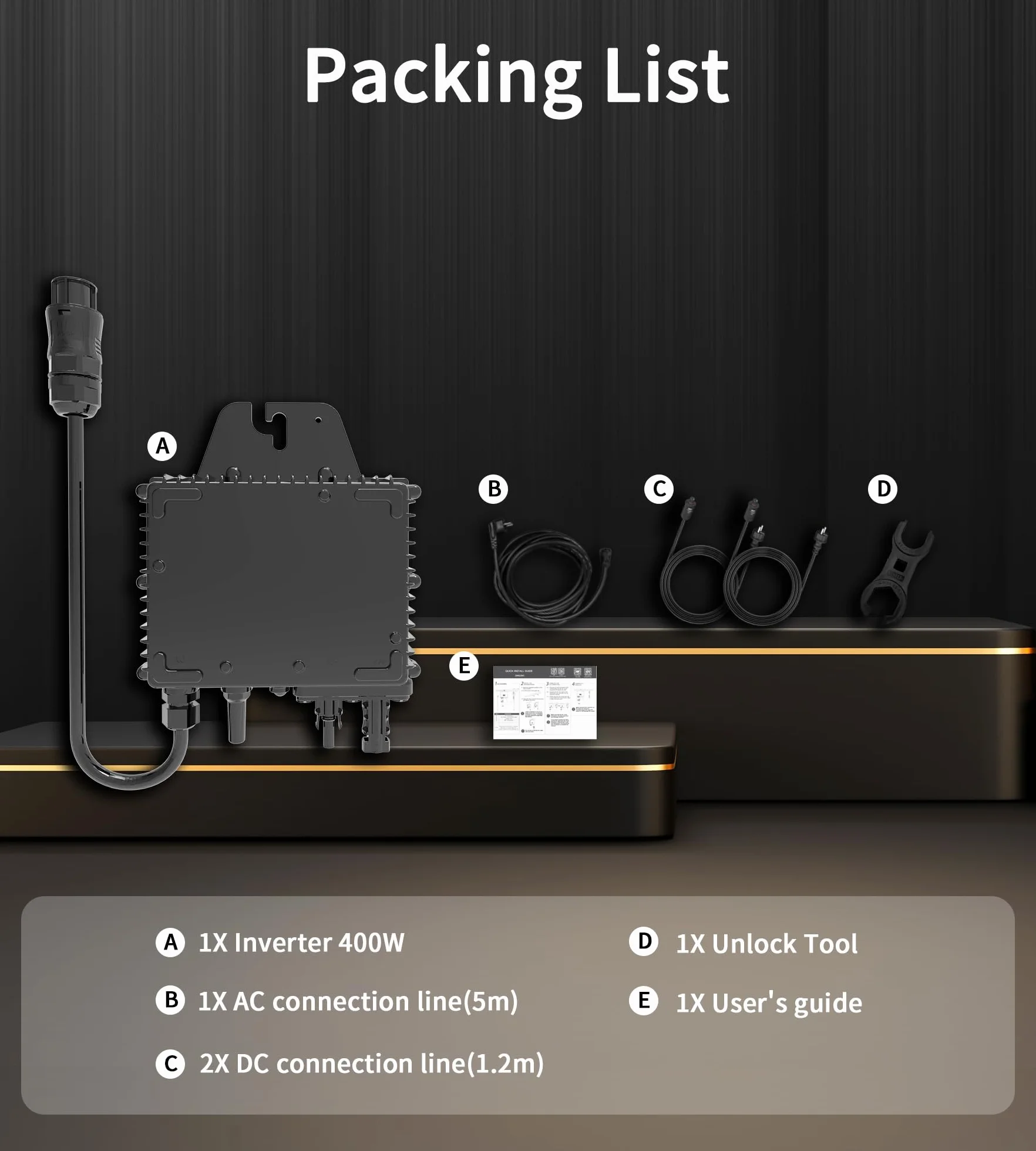 RC Micro inverter 400 W, ingresso CC 25-60 V, inverter modulo PV, micro convertitore MPPT, Controllo dell’app tramite Wi-Fi
