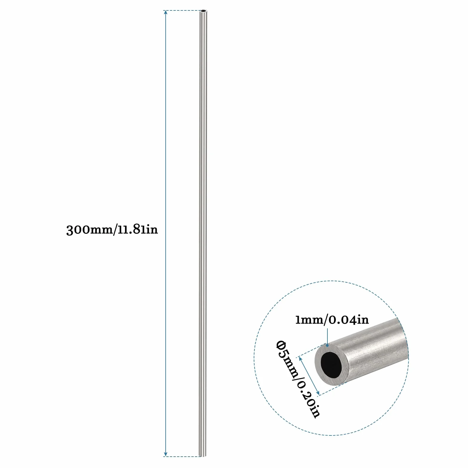 QUARKZMAN 5mmx1mmx300mm 304 Acciaio inossidabile Tubo x 1 pz Senza Saldatura Metallo Tubo per Industria e Macchinari