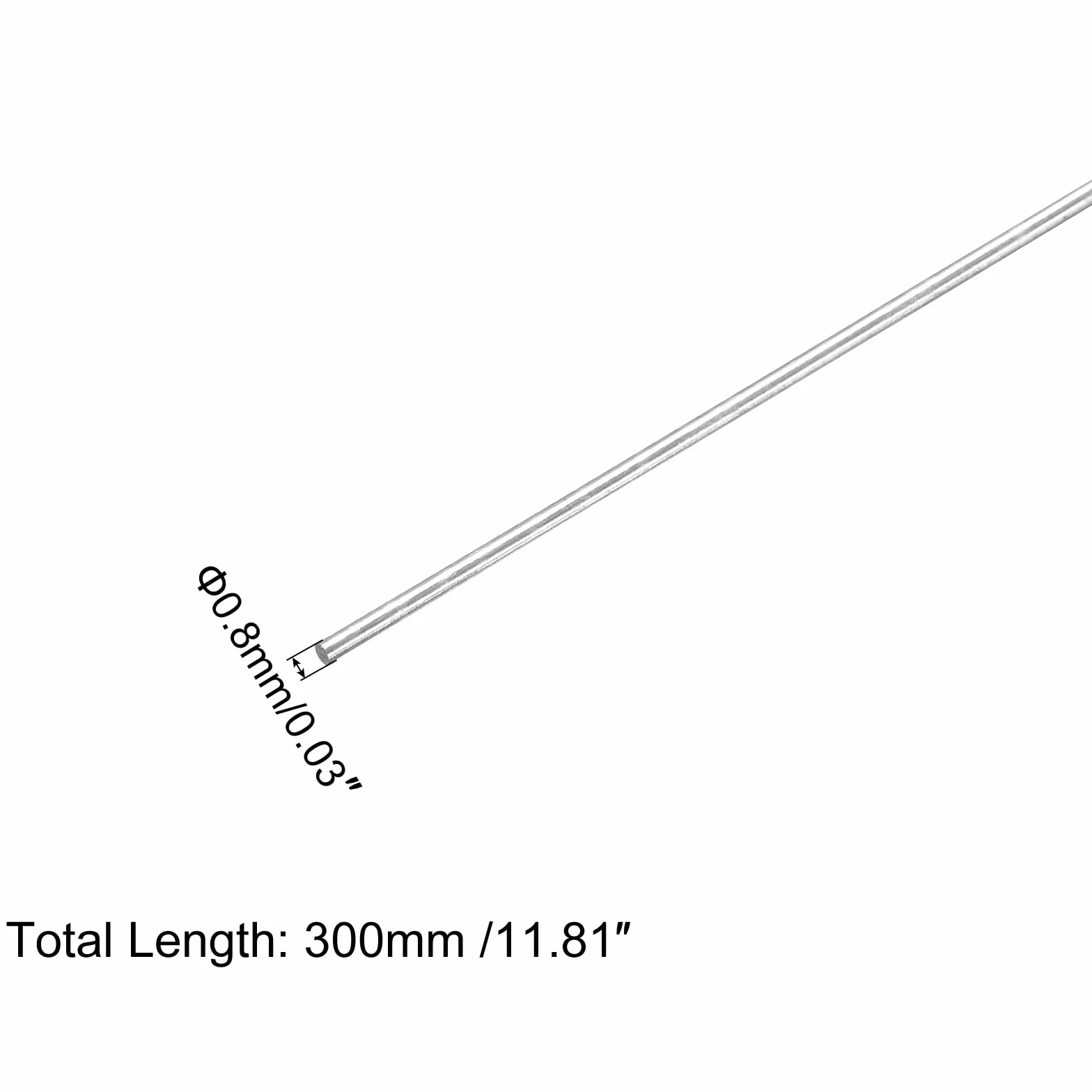 sourcing map Aste rotonde in acciaio inox 304, 0,8 mm x 300 mm, confezione da 10
