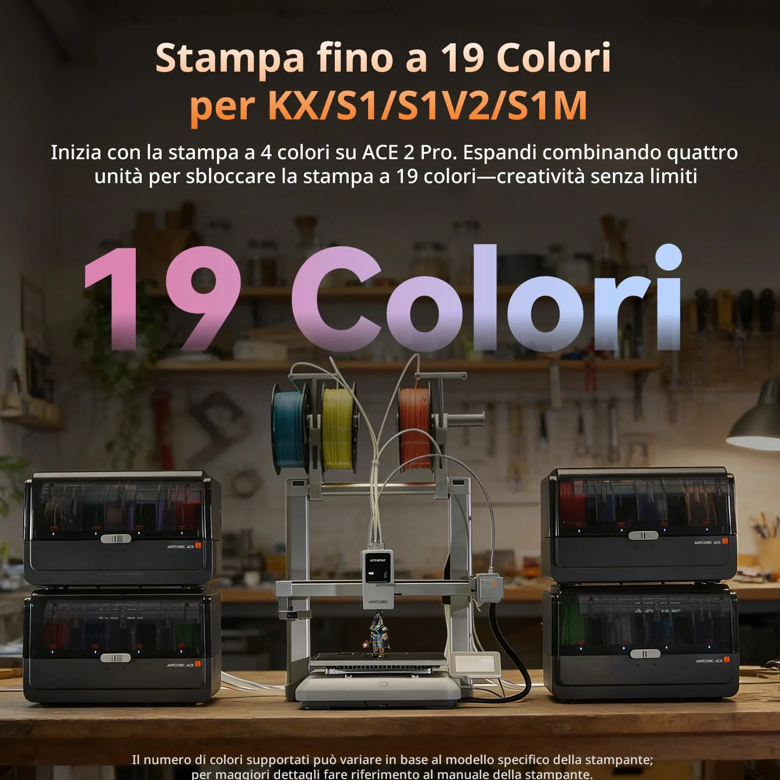 Anycubic ACE 2 Pro, Stampa Multicolore, con Asciugatura Attiva a 65 °C, Alimentazione Stabile del Filamento, per Kobra X, Kobra S1, Kobra S1 Max, Non Compatibile con ACE Pro