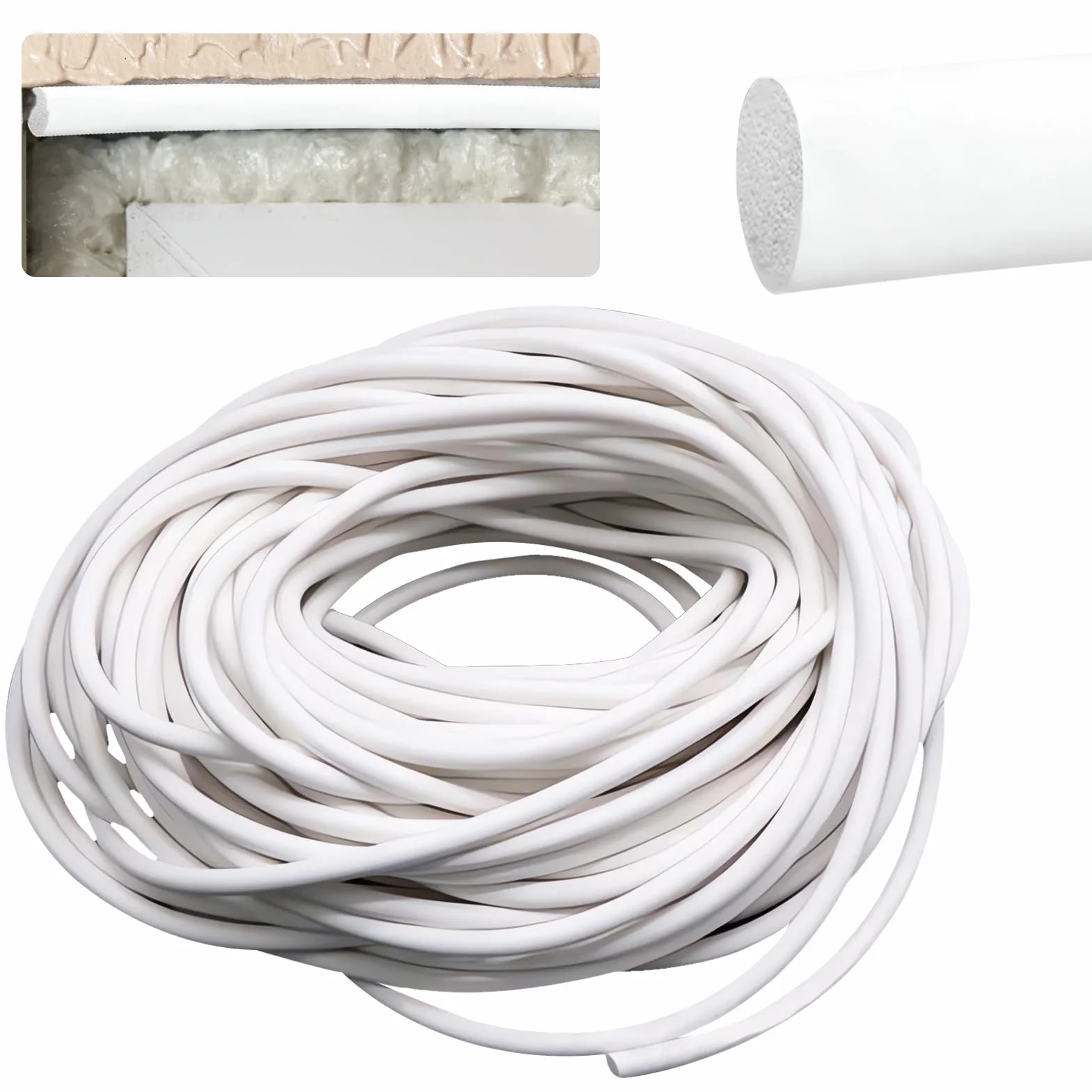 Cordone sigillante per fughe Ø 4 mm in silicone rotondo guarnizione schiuma bianca