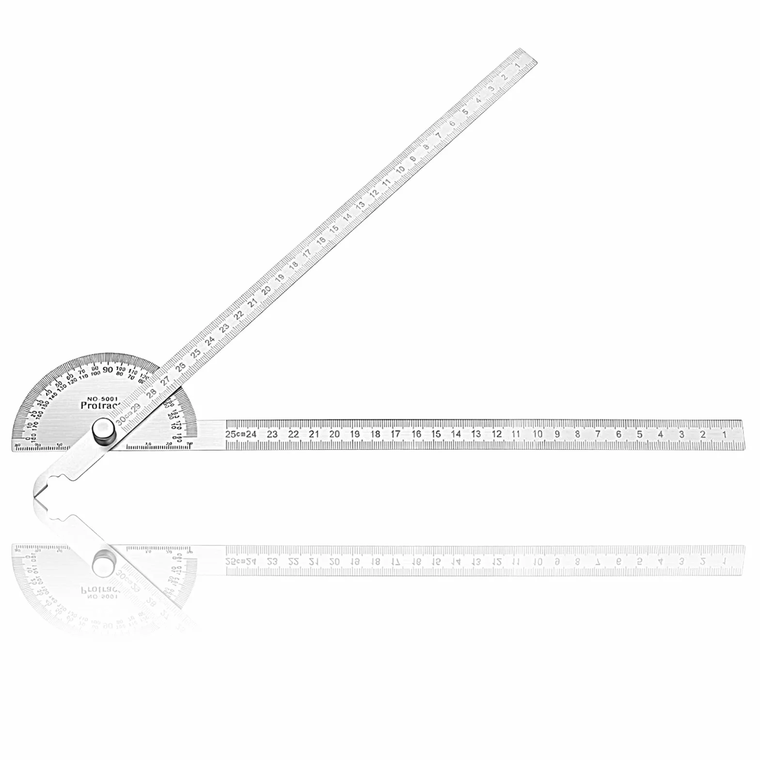 Goniometro in acciaio inox 0-180° regolabile 30 cm