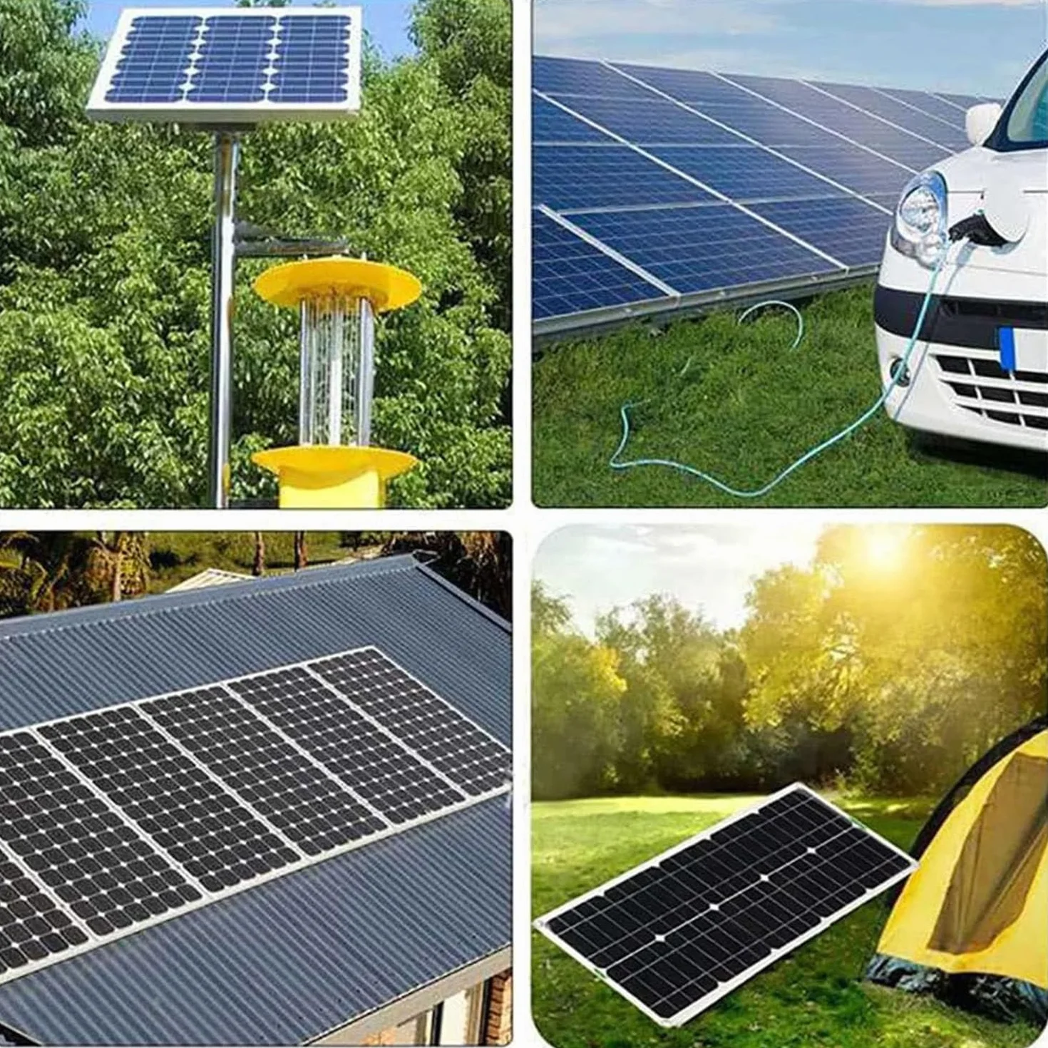 Pannelli Solari, Kit Di Pannelli Solari Monocristallini Da 200 W, 400 W E 800 W per La Casa, Pannello Solare Flessibile per Casa, Camper E Barca Fuori Rete,400W