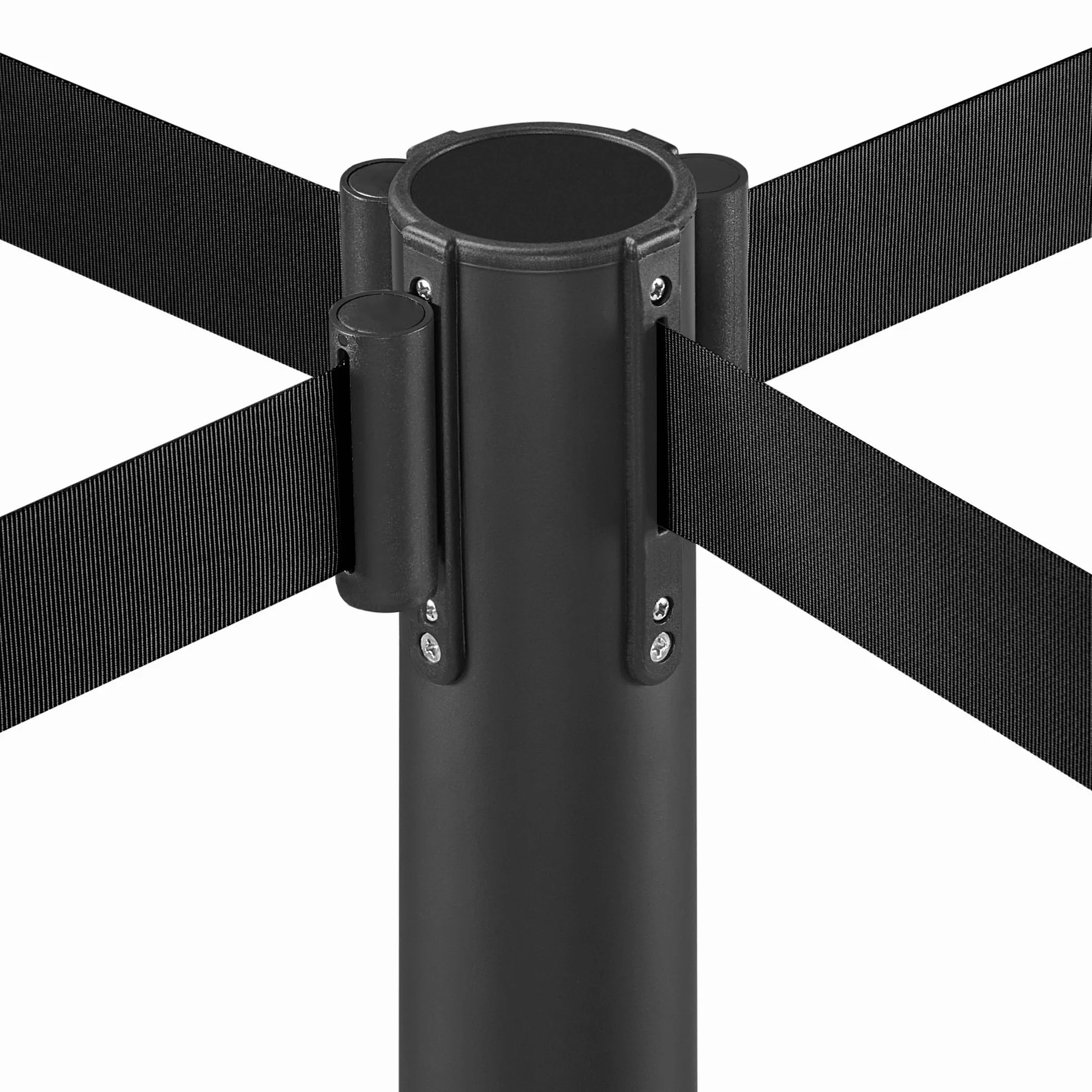Set di Barriere Retrattile con Nastro Estensibile di 2 Metri Paletti Delimitazione Nastro di Sicurezza in Ferro Paletti Delimitazione Colonnie Segnapercorso Nero