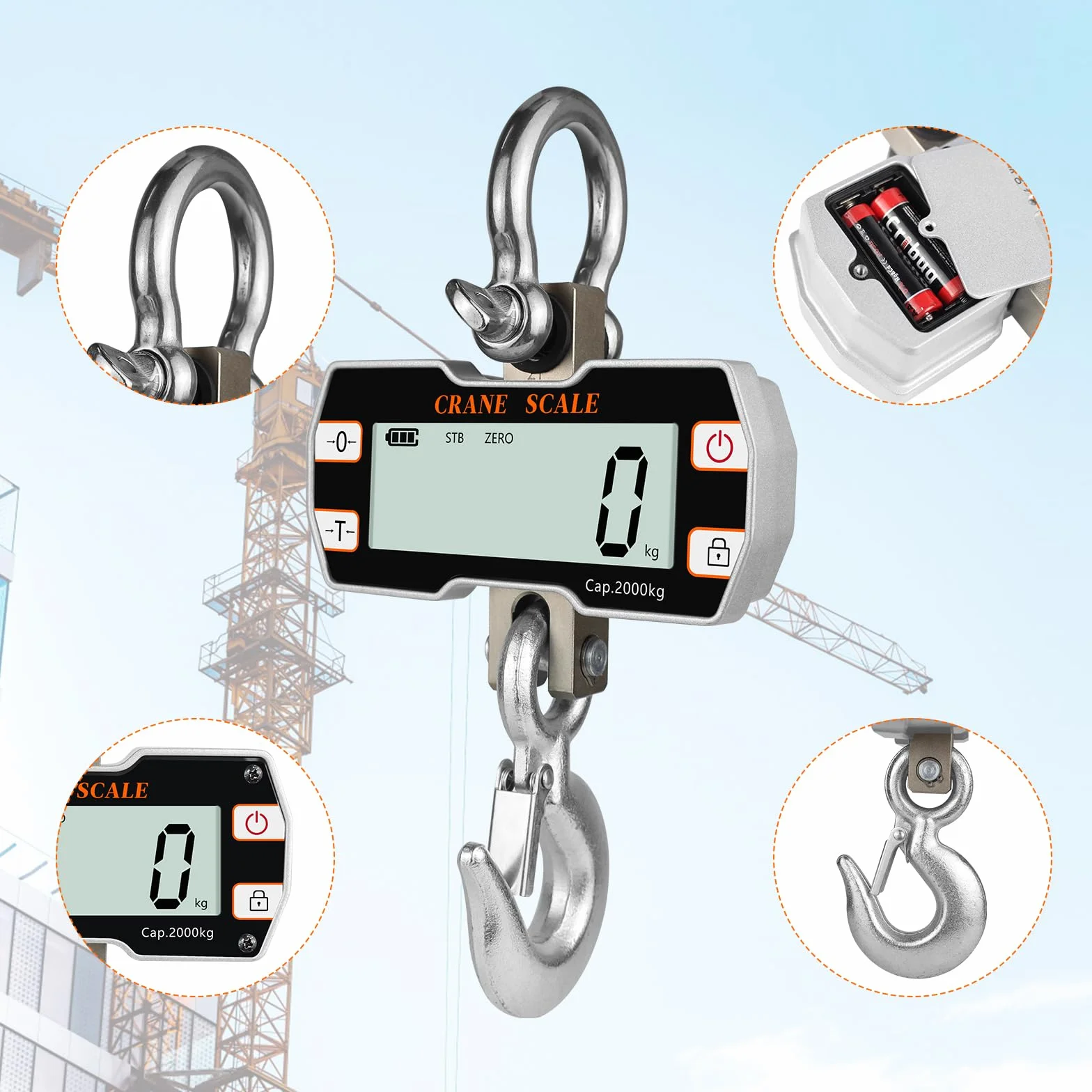 Hyindoor 2000kg 2T Bilancia elettronica per gru Scala sospesa