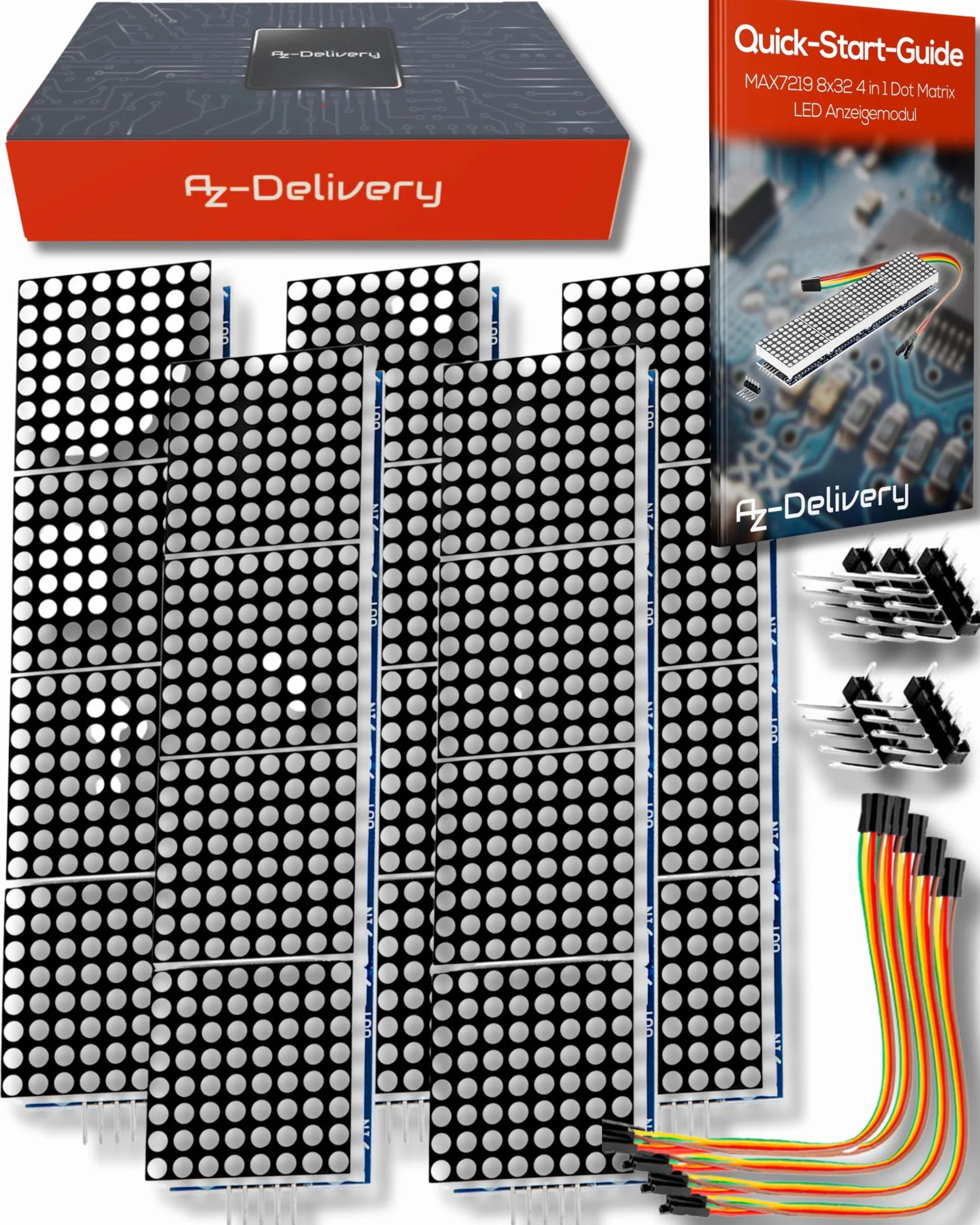 AZDelivery AZ-MAX7219 8x32 4 in 1 Dot Matrix LED Display Modulo Display compatibile con Arduino incluso un E-Book!