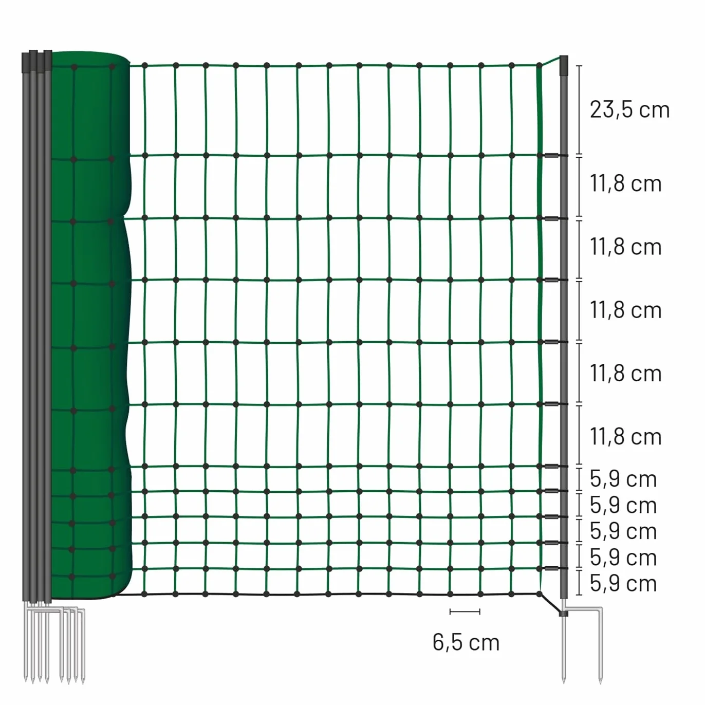 VOSS.farming Rete pollame Classic 112 cm x 50 m, a Punta Doppia, 16 pali, Zielony
