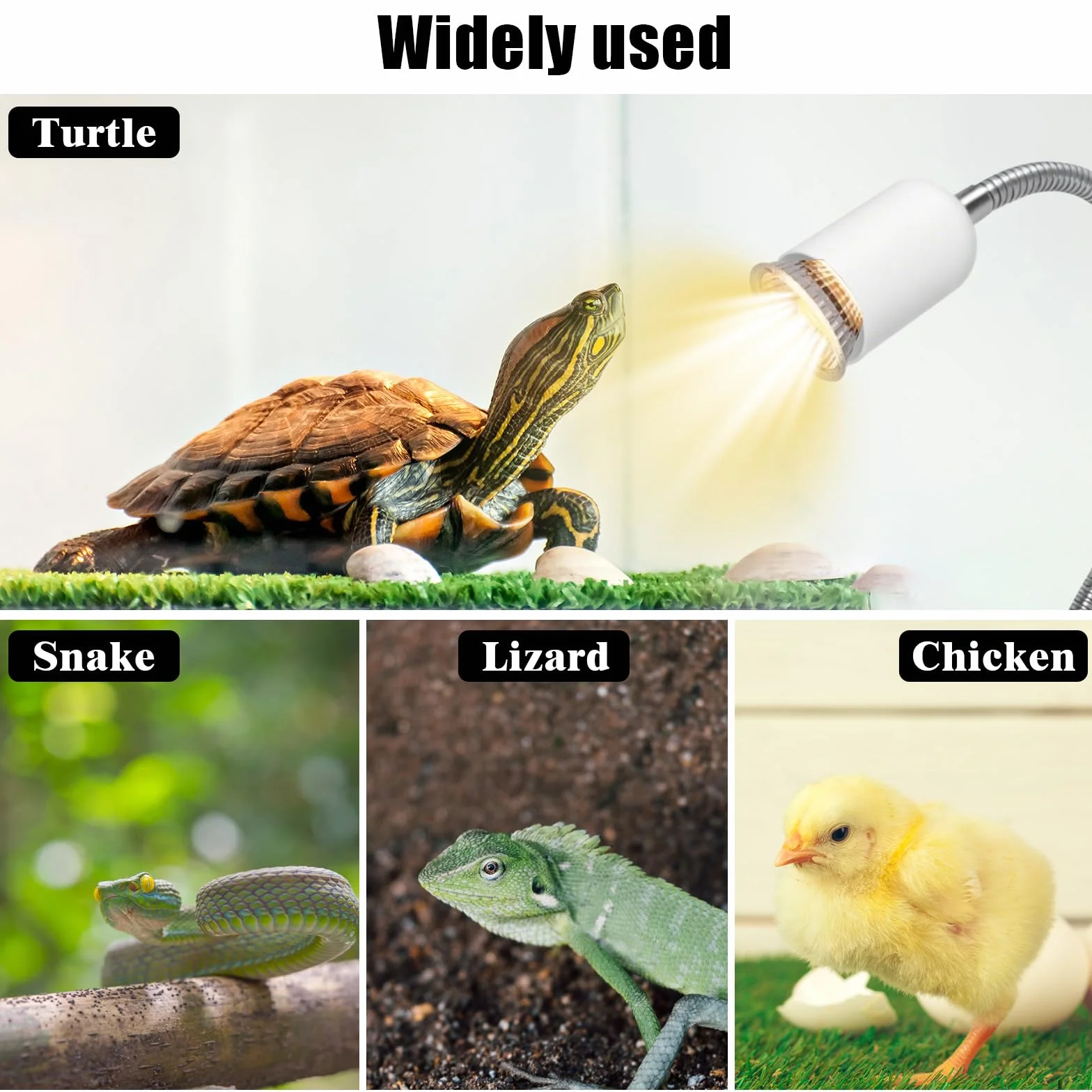 Portalampada E27, Lampada Pinza con Interruttore e Cavo Alimentazione 120 cm, 360° Regolabile Portalampada con Spina per Animali, Pianta Cresce, Lampada da Tavolo, Bianco (Senza Lampadina)