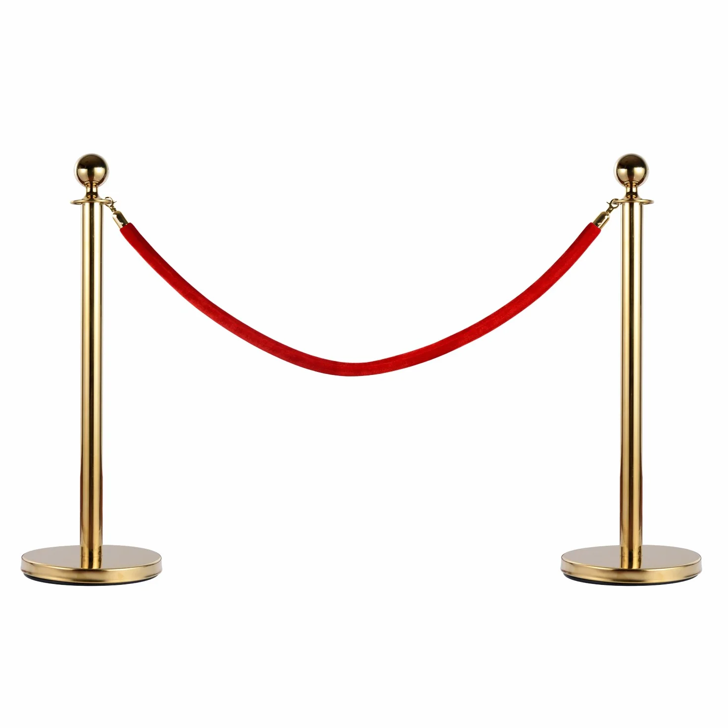 Outsunny Transenne Elimina Separacode Paletti di Delimitazione con Corde Rosso Acciaio Inox Ф32 x 95CM Oro