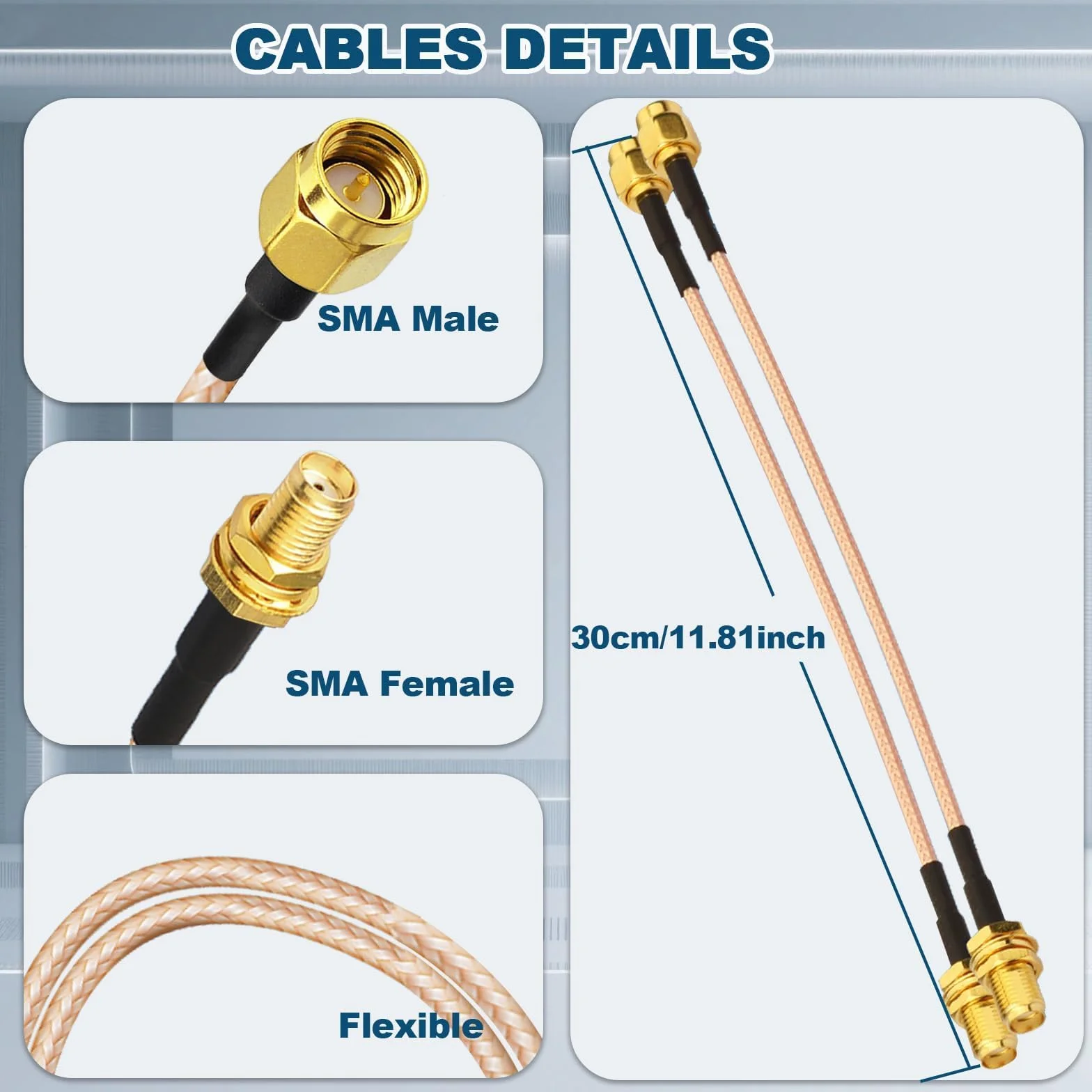 Bingfu Cavo SMA Prolunga Antenna 4G 5G 30cm Maschio Femmina Montaggio Paratia RG316 Coassiale 2 Pezzi