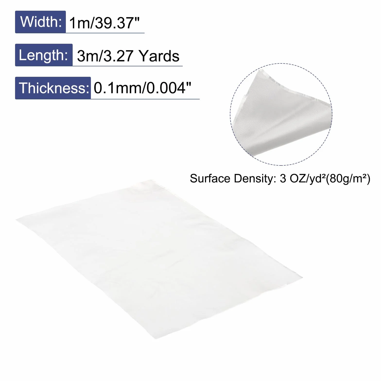 QUARKZMAN Panno Fibre Vetro 3 Oz/80g 300 Cm (3,27 Iarde) x 1 m x 0,1 Mm E Vetro Twill Tessuto Fibre Vetro 32.29Ft Quadrati, Tessuto Barca Rc Aereo Auto Tavola Surf Vasca Piscina Riparazione