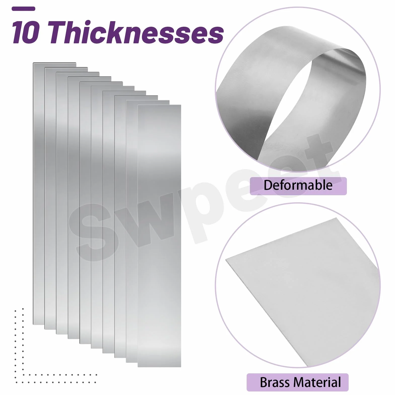Swpeet Kit 10 spessori acciaio inossidabile 304 2,5 cm x 15,2 cm x 0,0 cm strisce metallo
