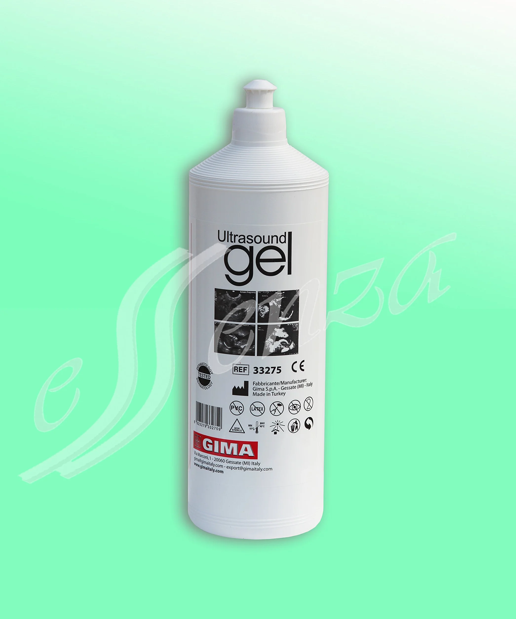 Gima 33275 Gel Ultrasuoni in Bottiglia 1 litro, Pezzi di 12, Transparente