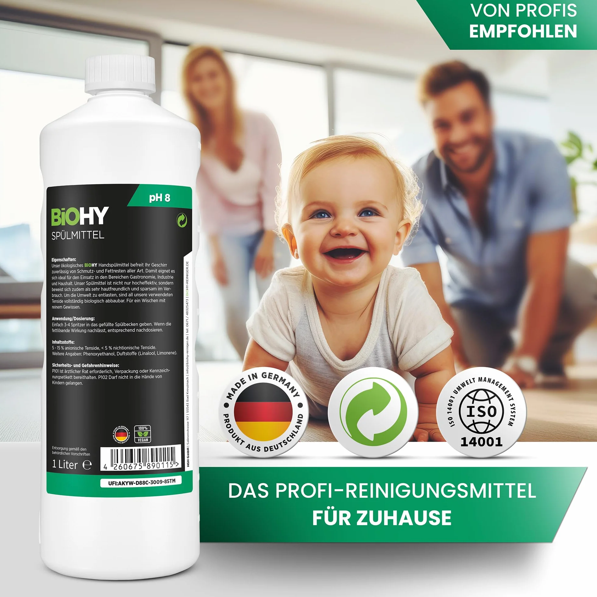 BiOHY BiOHY Set di detersivi per piatti, tanica da 10 litri, accessori | | | Detersivo | Rubinetto | Dosatore | Contenitore di miscelazione | Spazzola per lavaggio | Detergente ecologico per una