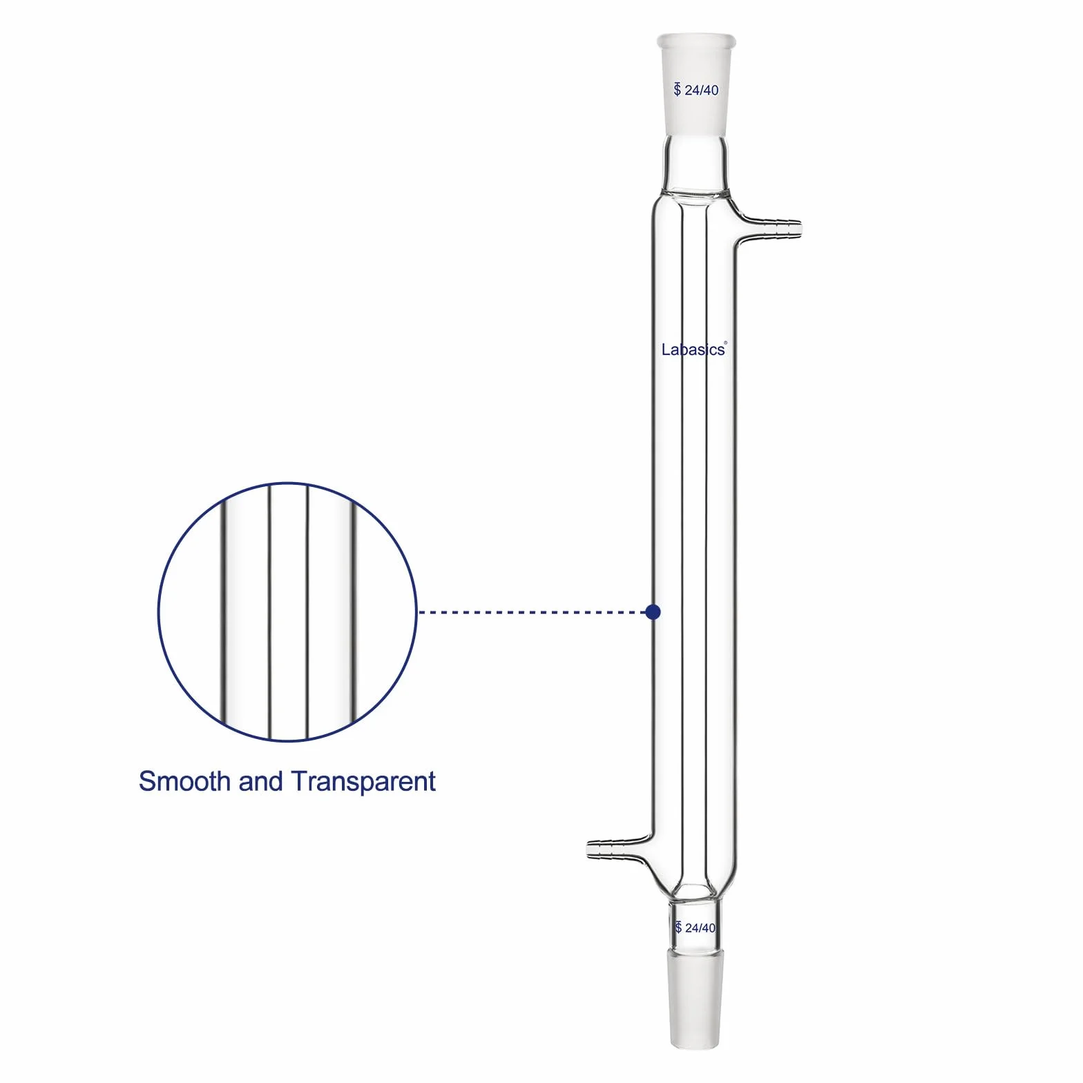 Labasics Borosilicato Vetro Condensatore Liebig con 24/40 Comune e Lunghezza Giacca 300mm, Condensatore per Vetro da Laboratorio Glass Liebig Condenser