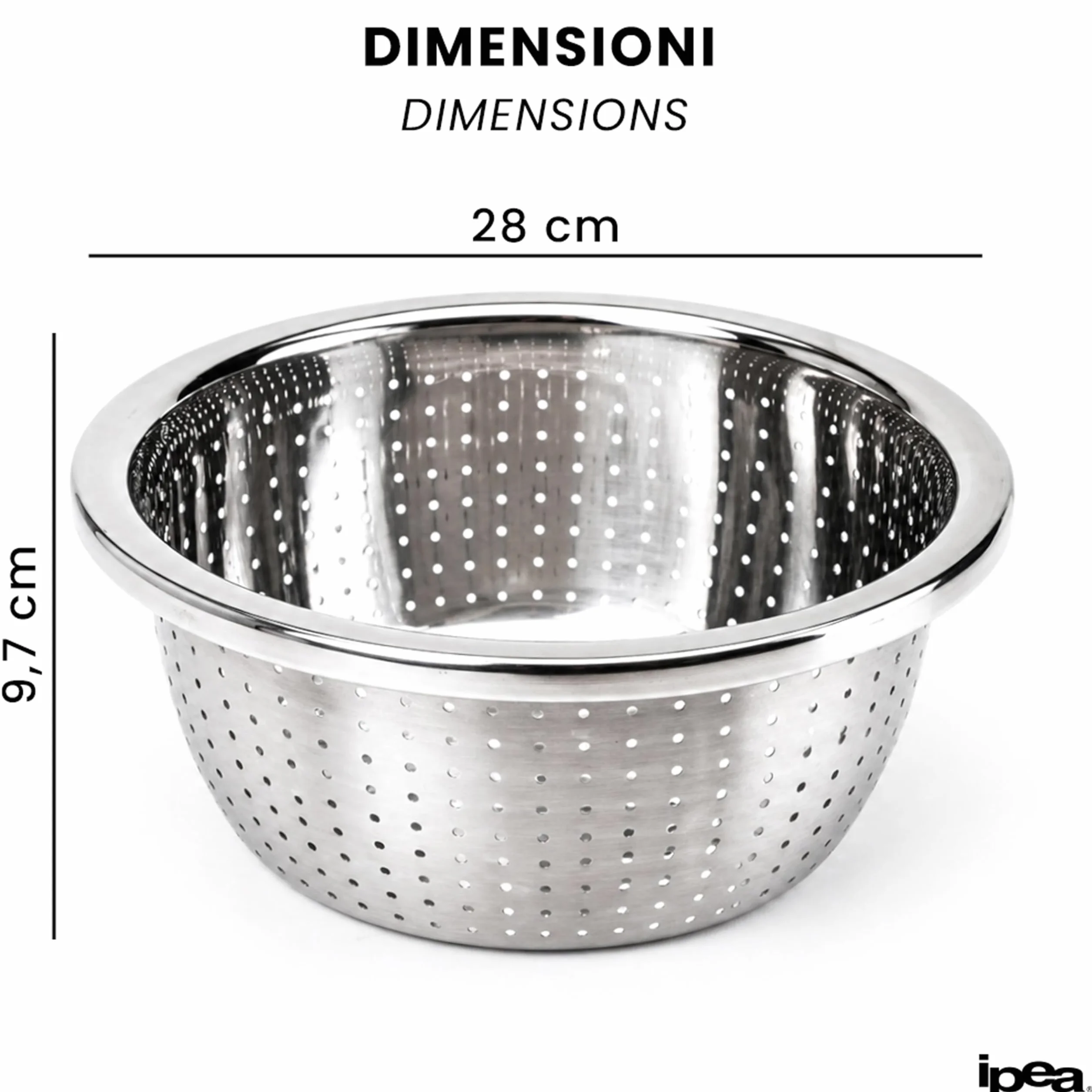 Scolapasta 24 cm Acciaio Inox Professionale - Colapasta per Pasta e Verdura - Lavastoviglie