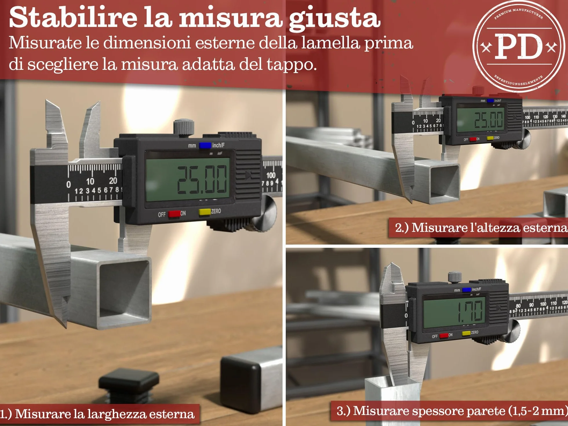 PD® Tappi a Lamelle 40x40 mm per Tubo Quadrato in Plastica PE | Per Coprire Tubi in Acciaio Inox, Alluminio e Profili | Quadrati Neri | 4 Pezzi