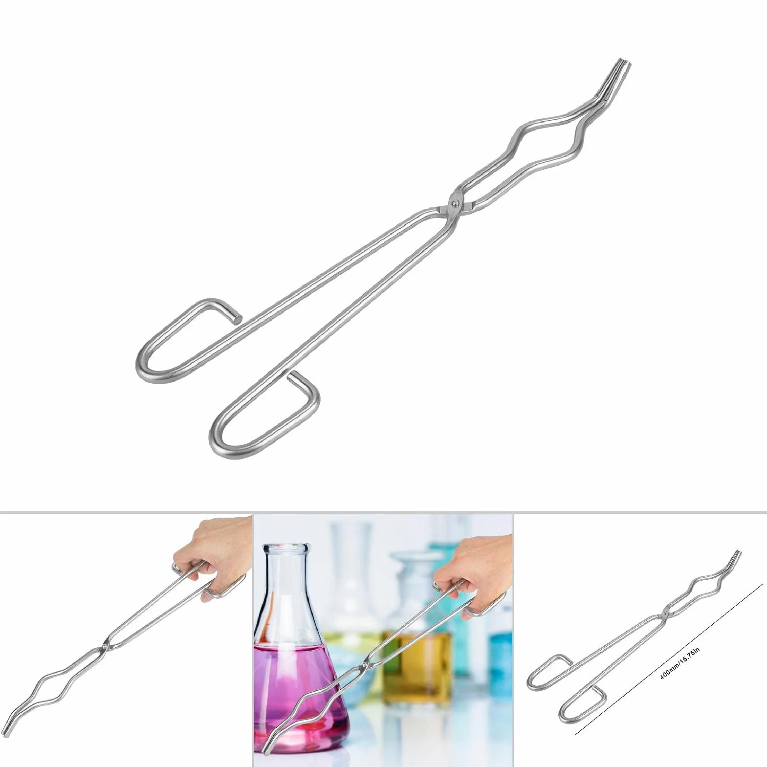 Pinza per crogiolo, Pinza da laboratorio professionale in acciaio inossidabile 400mm per Materiali Scolastici
