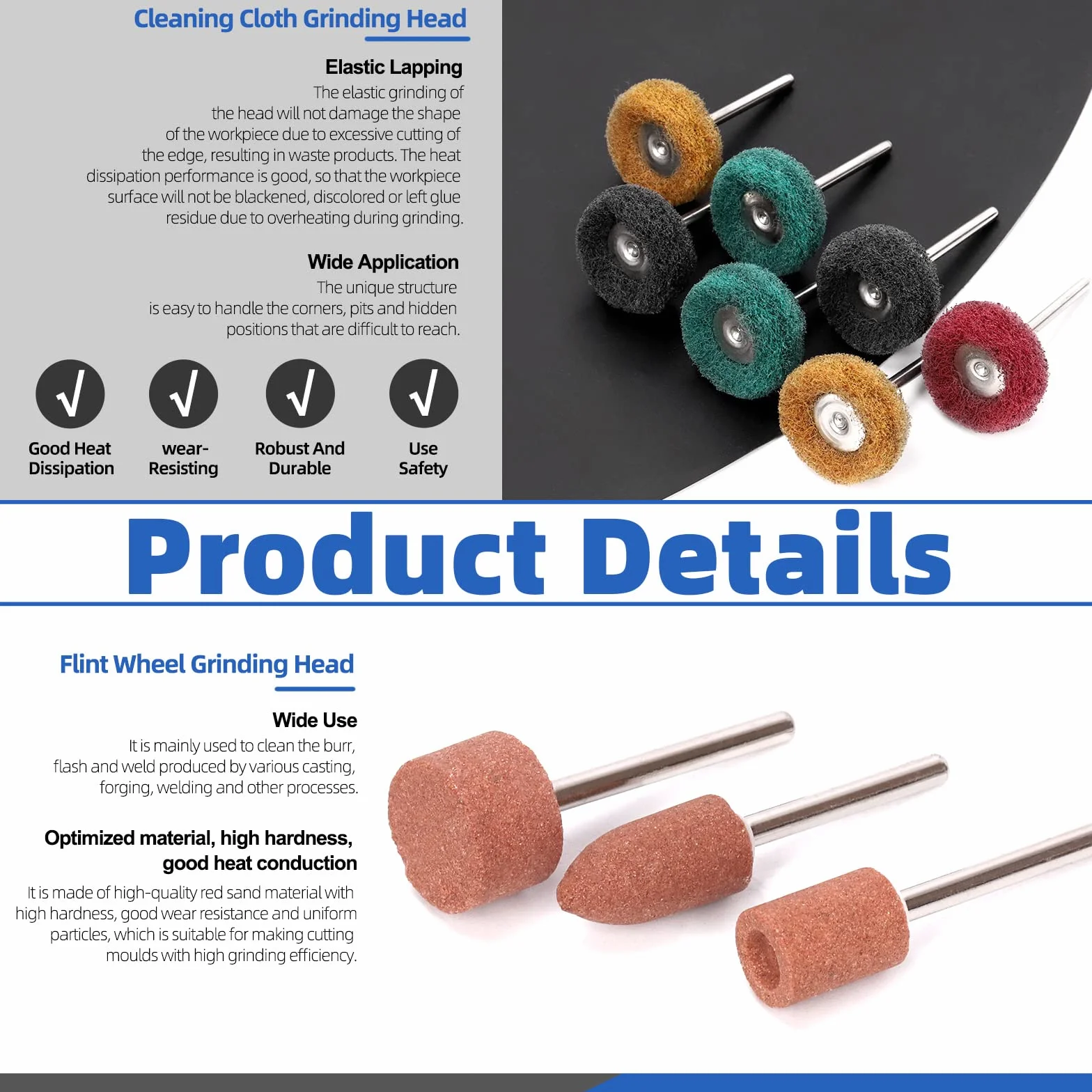 Glarks 62Pcs Abrasivo Grinding Stone Points Sanding Drill Bit e 120/180/320/400 Grits Abrasivo Lucidatura Ruote Set con 1/8 "Shank per Rotary Tool