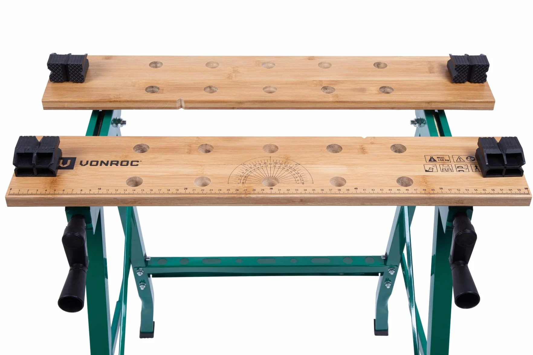 VONROC Banco da lavoro richiudibile in legno di bambù. Portata massima 150 kg, pieghevole. Dimensioni: Larghezza: 520 mm - Altezza: 775 mm - Lunghezza: 635 mm