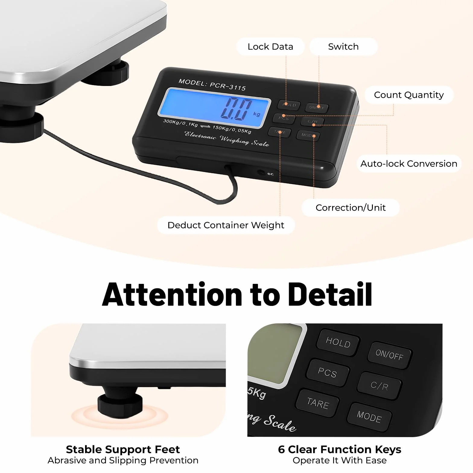Bilancia industriale piattaforma 300kg acciaio inox Display LCD pesa pacco 100g 150kg 50g