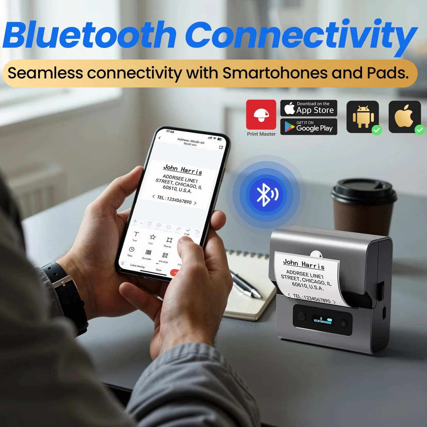 Phomemo M221 Etichettatrice Portatile - Stampante Codice a Barre, Stampante Etichette Adesive Termica con PC IOS Android, per Indirizzi, Codici a Barre, Casa, Ufficio,con 3 Rotoli di Etichette(Grigio)