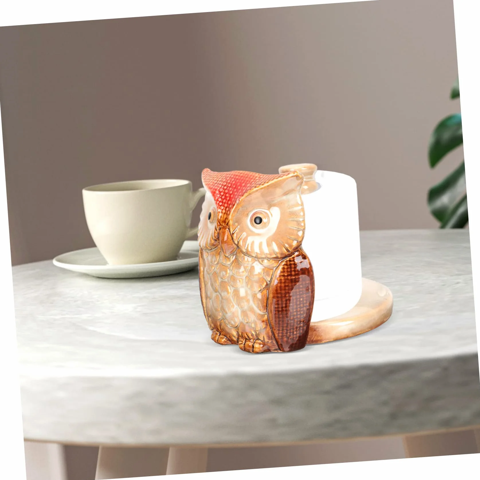 Housoutil Portarotolo Di Carta a Forma Di Civetta in Ceramica Per Scrivania e Cucina