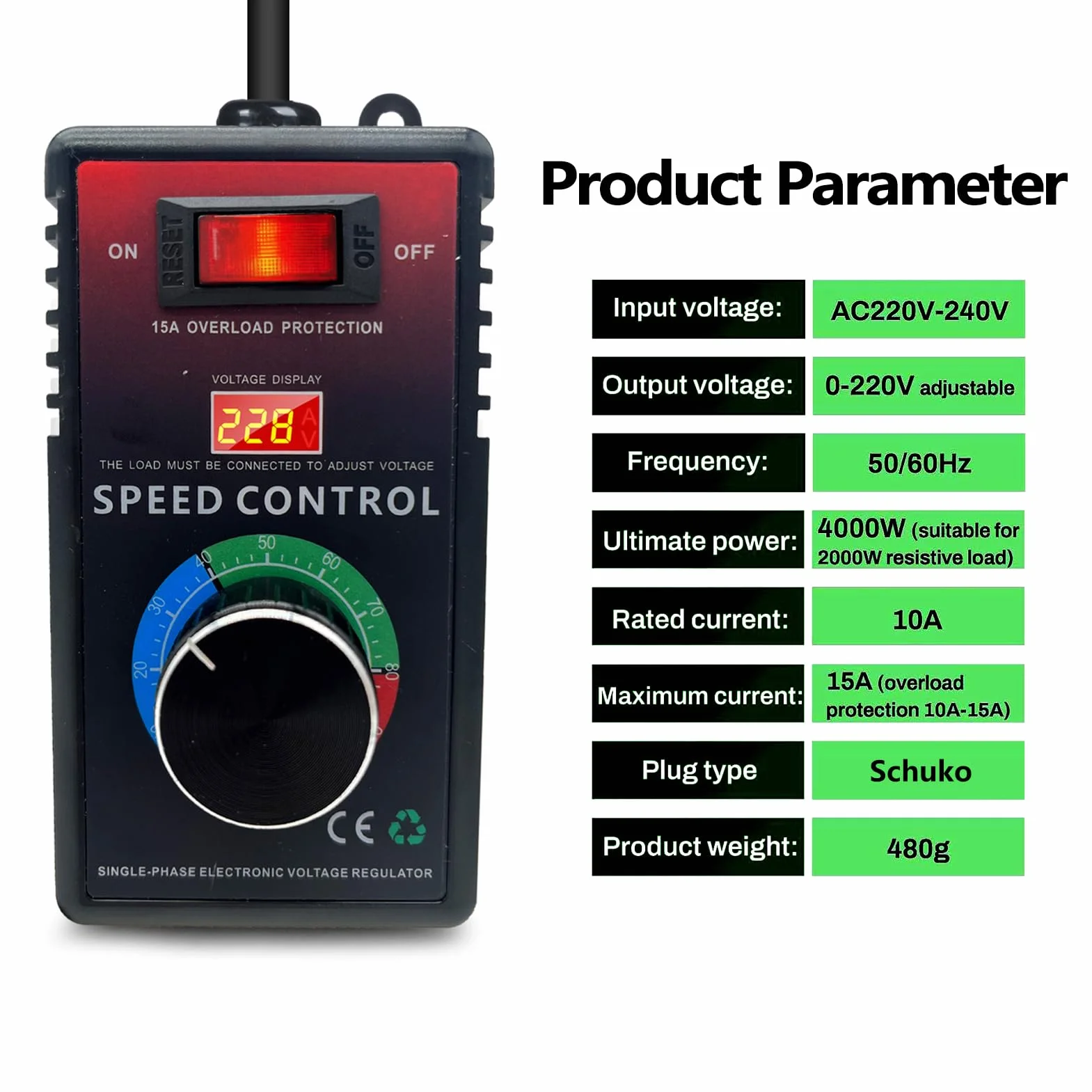 Regolatore di Tensione,220V Regolatore di Tensione Temperatura Motore Fan Speed Controller Regolatore di Velocità del Motore Dimmer 10A Per Mediante Smerigliatrice Angolare