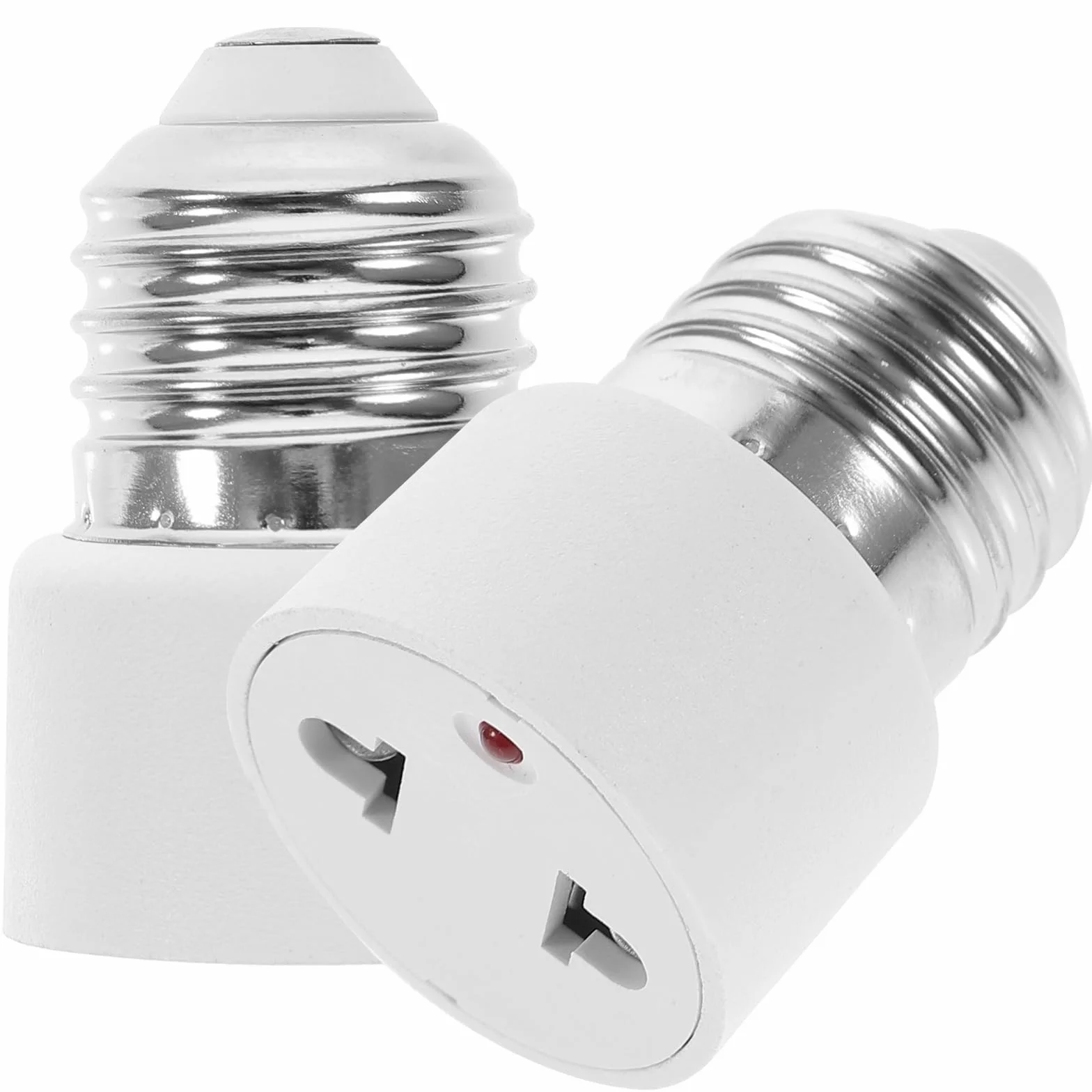 Veemoon 2 adattatori per prese a incandescenza E27, attacco per lampada, attacco a vite, convertitore E27, adattatore per presa di corrente per veranda, fotocamera, , garage (2 poli, bianco)