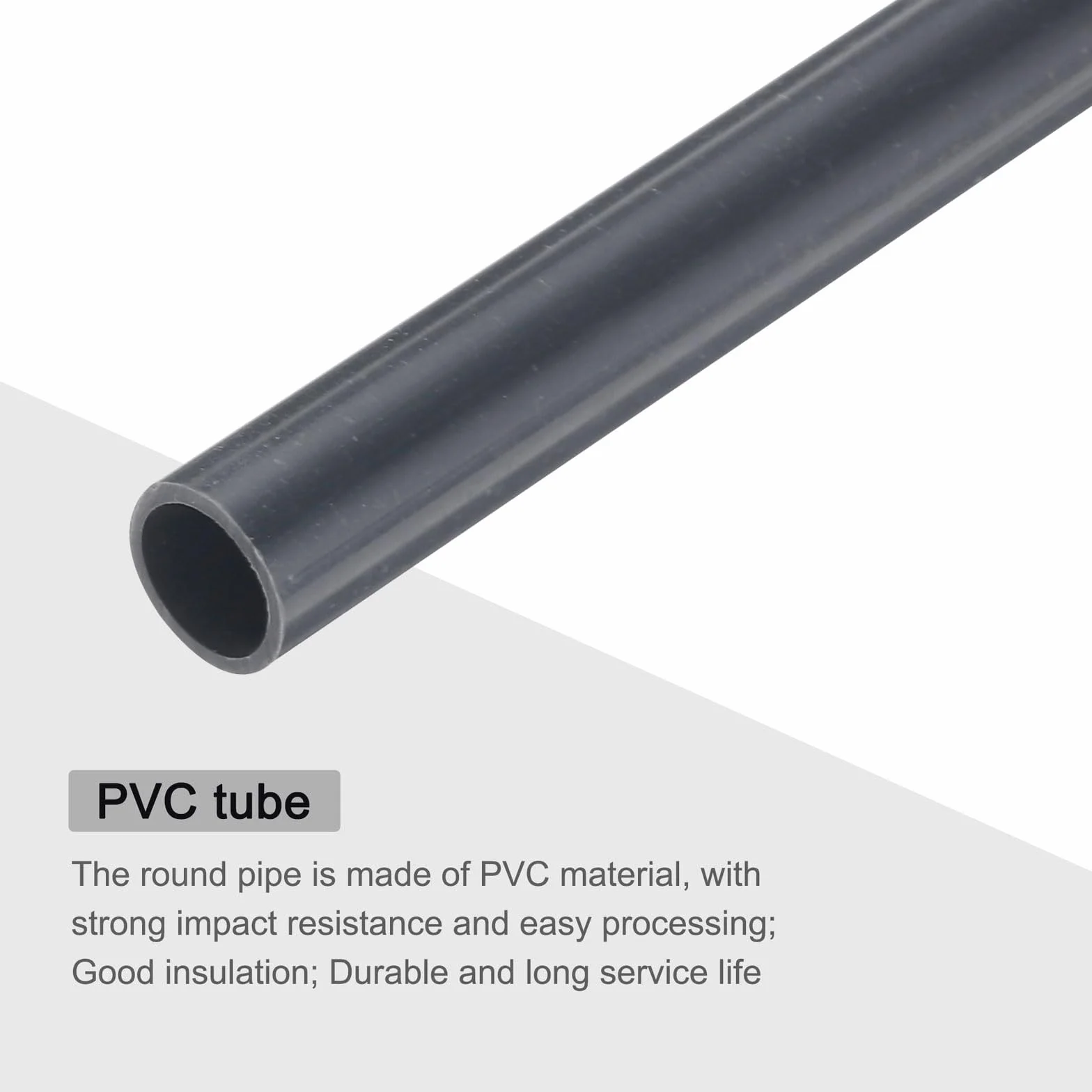Tubo Rigido in PVC 9mm ID 11mm OD 9" Grigio Scuro per Artigianato, Guaina Cavi 2pz