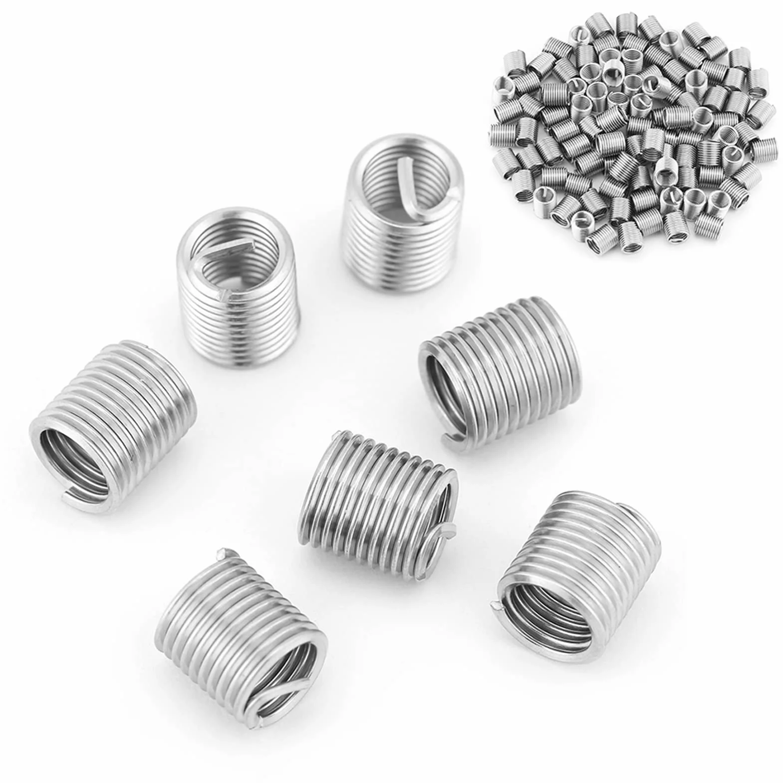 Inserti Filettati Elicoidali M8 x 1.25 Acciaio Inossidabile SS304 100 Pezzi Lunghezza 2D