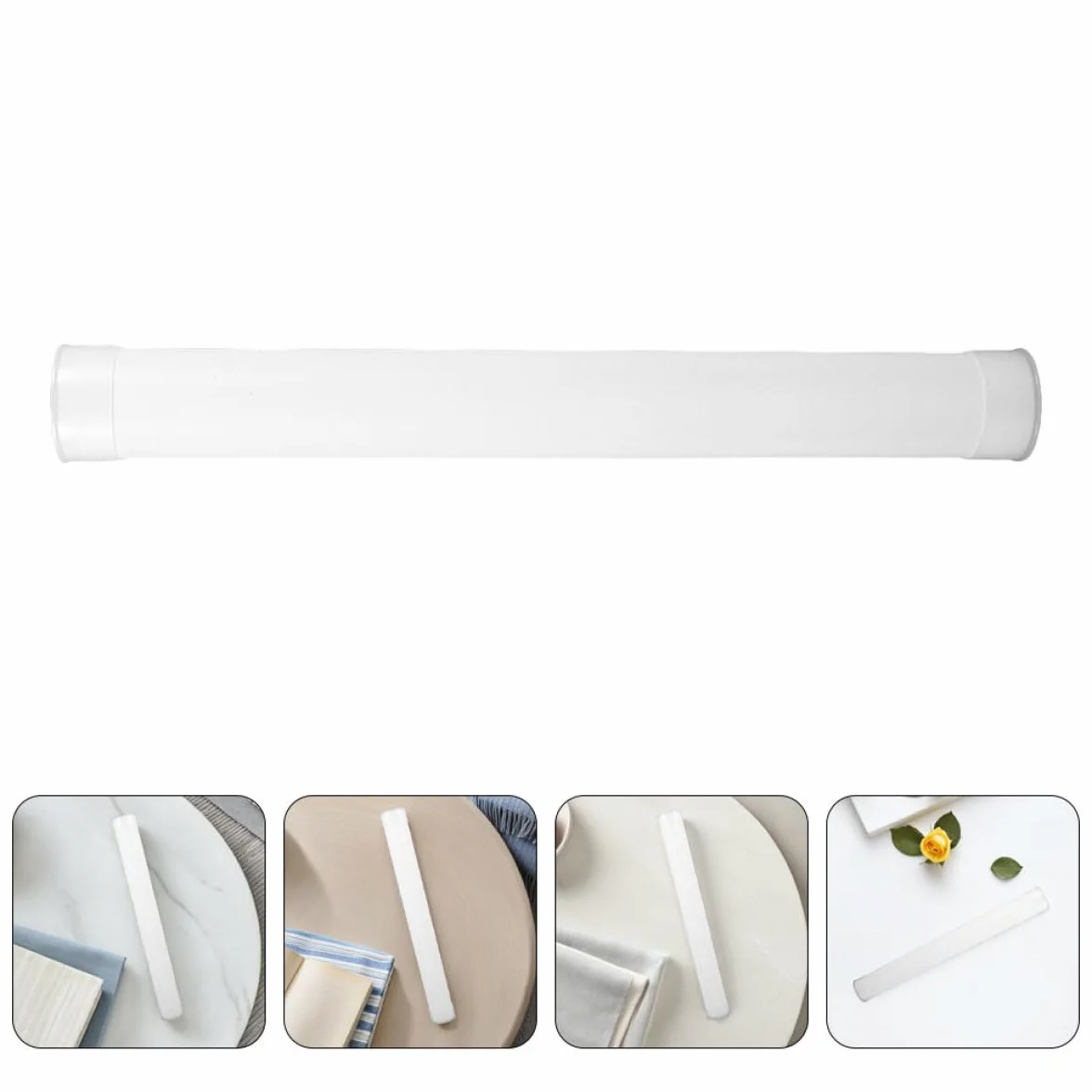 Zestaw 4 Tubi di Stoccaggio Rotondi in Plastica PE 31 cm Lunghezza 5 cm Diametro con Coperchio