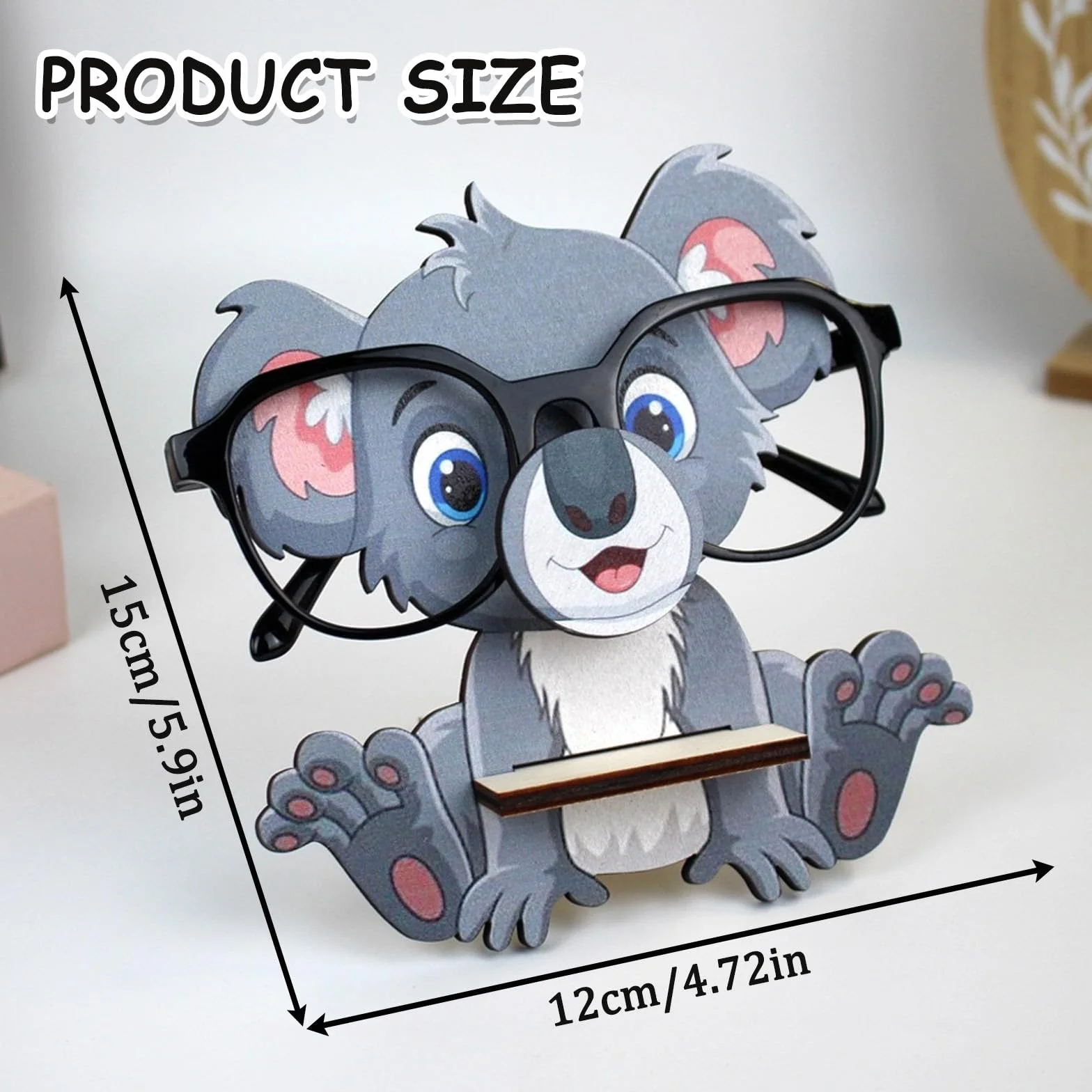 Porta Occhiali Legno Animali, Porta Occhiali da Tavolo, Supporto per Occhialis da Vista e Sole in Legno Espositore con Forma Koala per Casa Ufficio e Scrivania