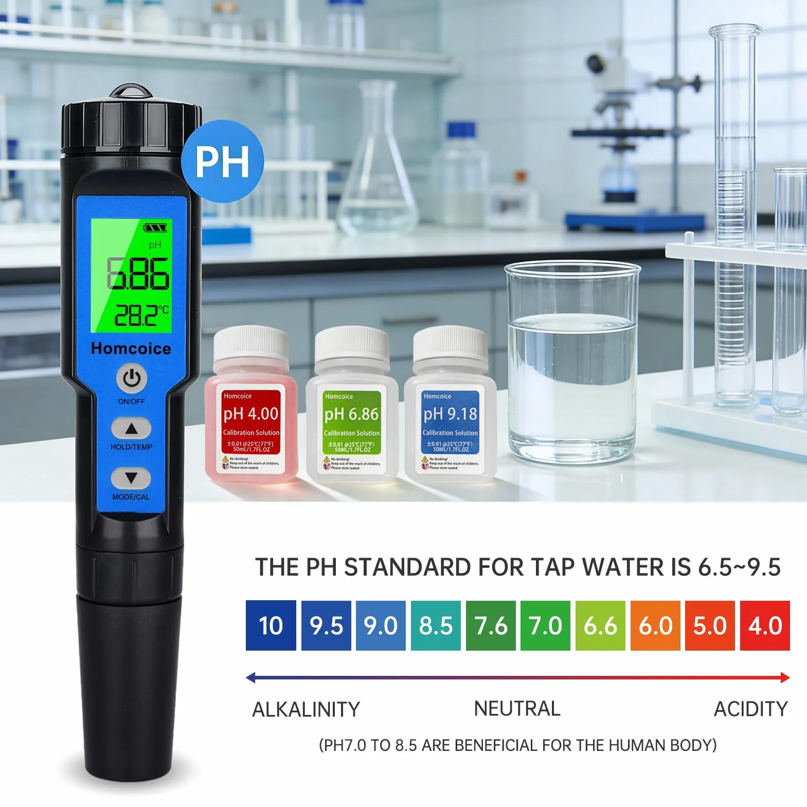 Misuratore PH 4 in 1, PH TDS EC Temperatura Meter con precisione da Laboratorio 0,01 PH, compensazione Automatica Temperatura, Tester qualità Acqua IP67 Impermeabile per Piscine, idrocoltura