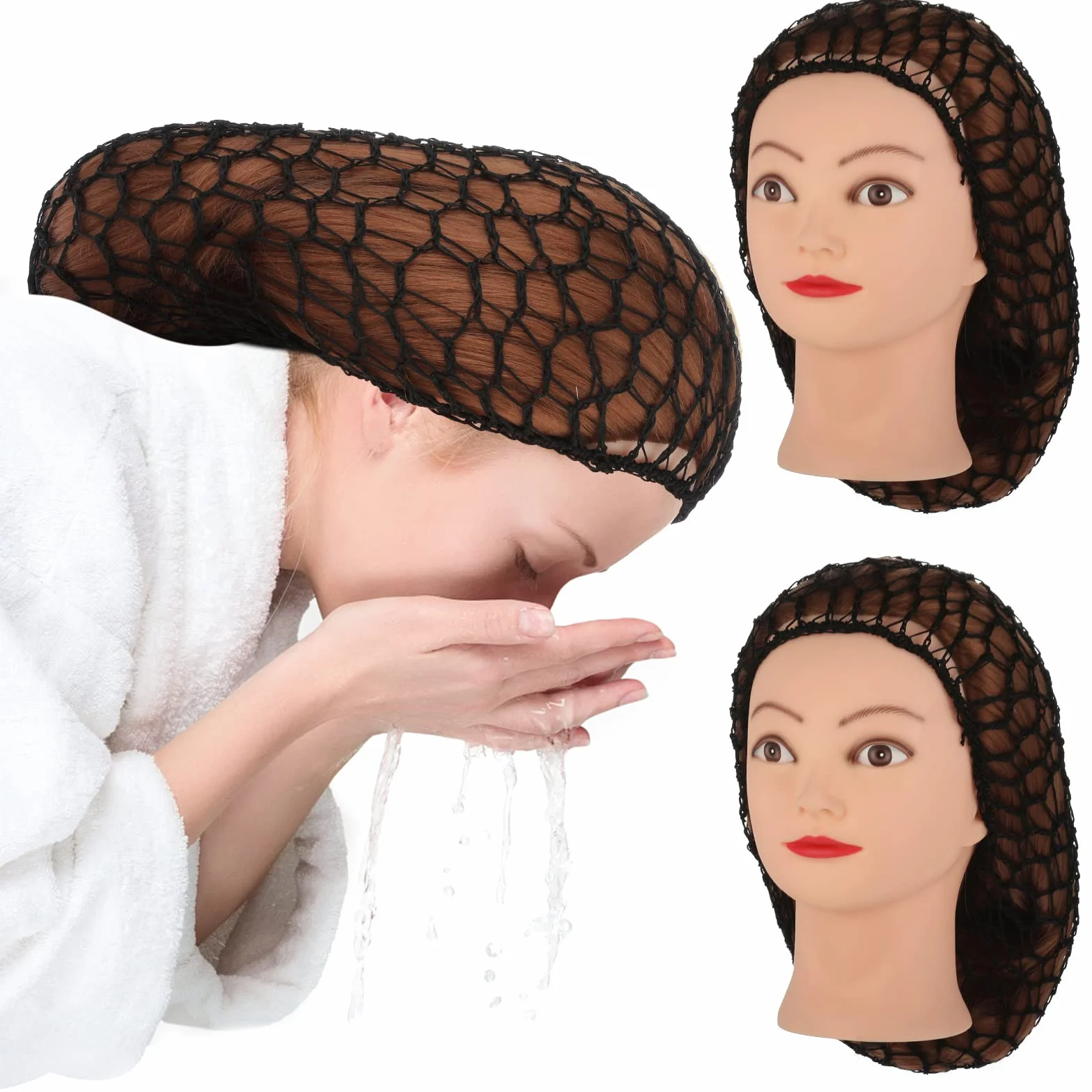 Rete Capelli Rayon Knit Snood Cappello Morbido Grande Copertura per Donne Ragazze Capelli Lunghi Lisci Ricci 2 Pezzi