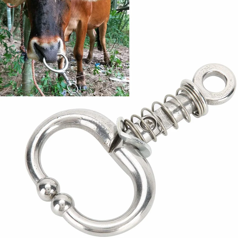 Anello da Naso per Bovini a Molla, Clip Naso Mucca senza Perforazione, Accessorio Allevamento Bovino