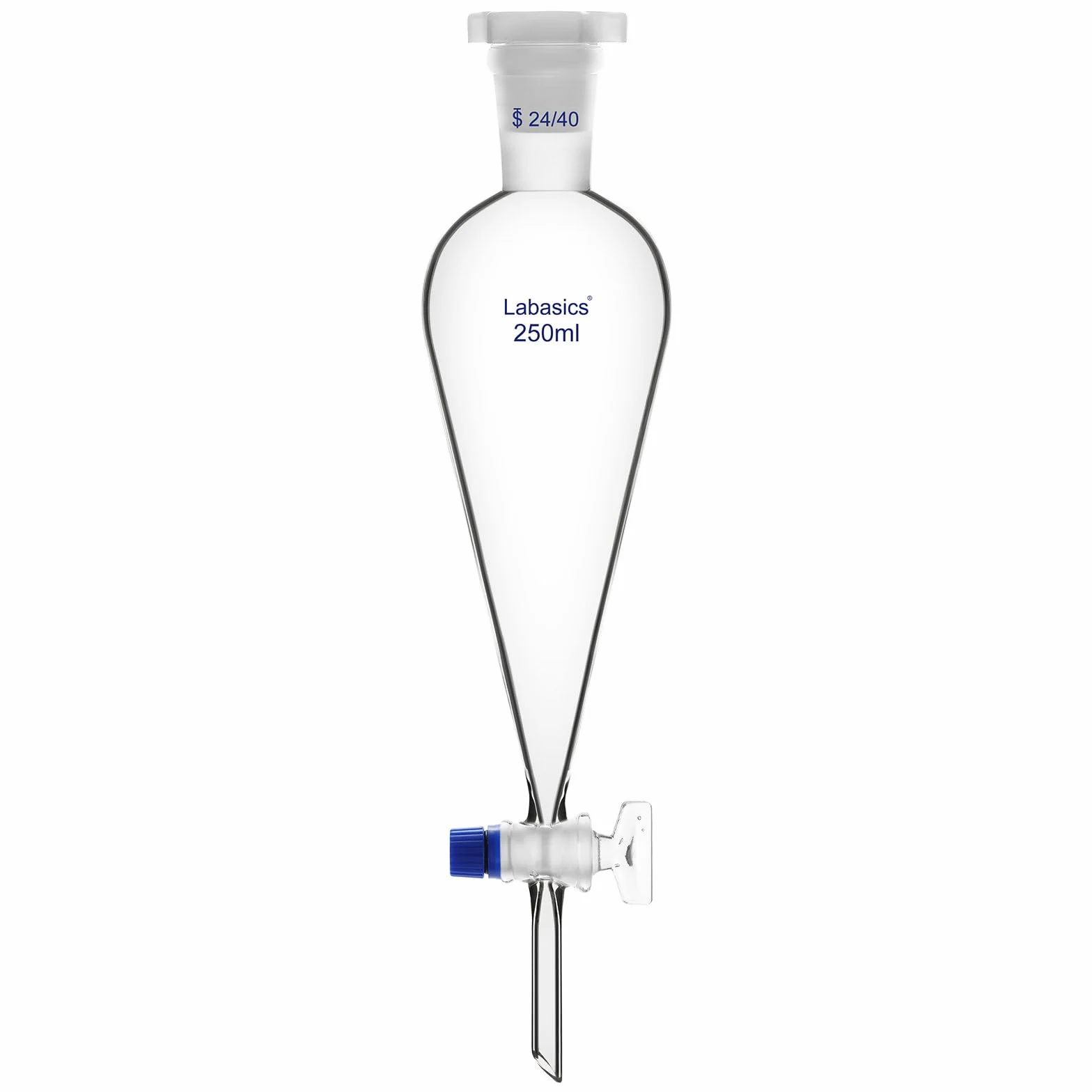 Labasics Imbuto Separatore Conico in Vetro Borosilicato 250 ml con Rubinetto in Vetro, Ideale per la Separazione dei Liquidi in Laboratorio
