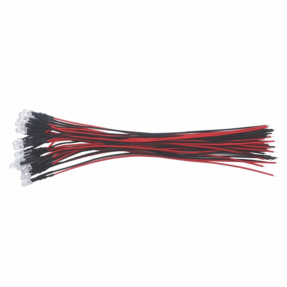 Luci LED Lampeggianti 12V 5mm Blu Diodi Precablati 20,1cm DC12V per Progetti