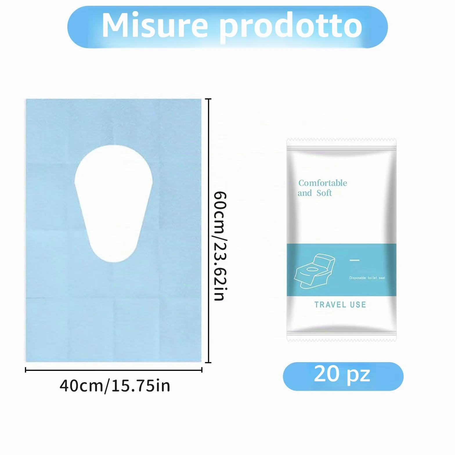 20 Pezzi Copriwater Monouso per Bagni Pubblici, Campeggio, Viaggi